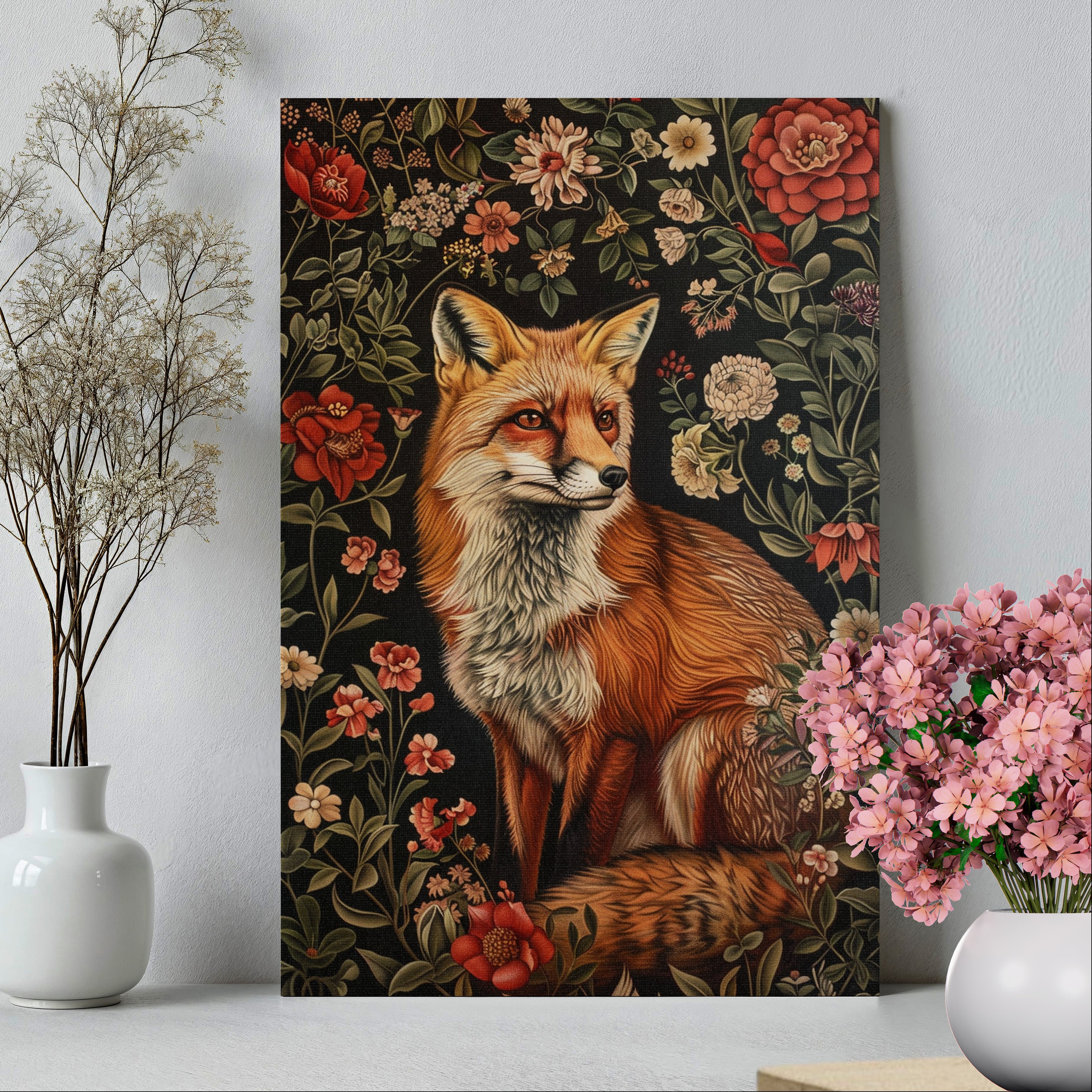 .75" Matte Canvas - Fox Amongst Floral Whimsy