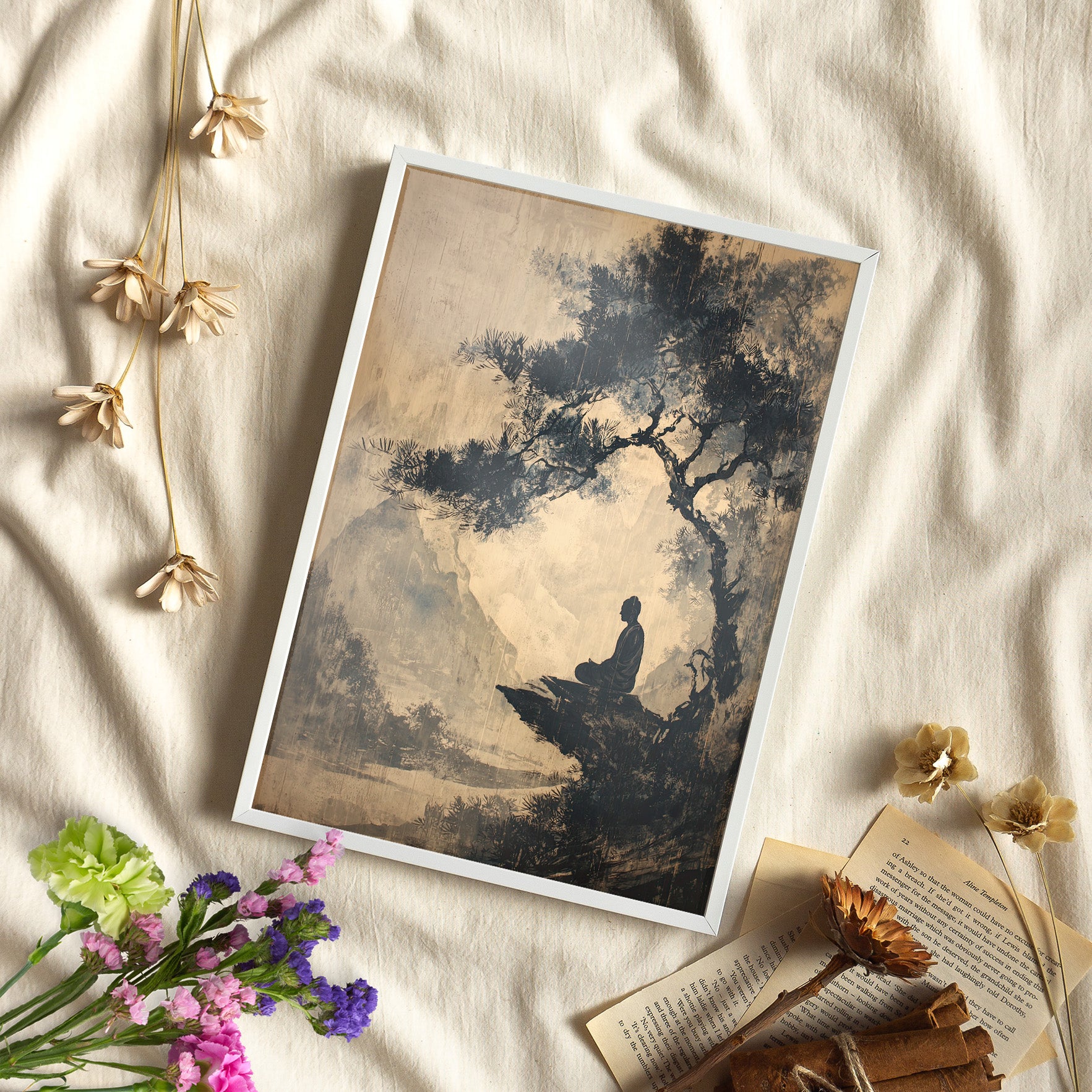 Framed Paper Print - Mountain Tree Zen Silence