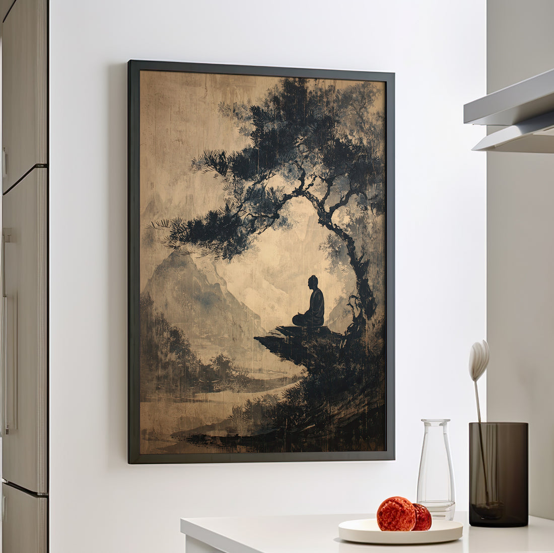 Framed Paper Print - Mountain Tree Zen Silence