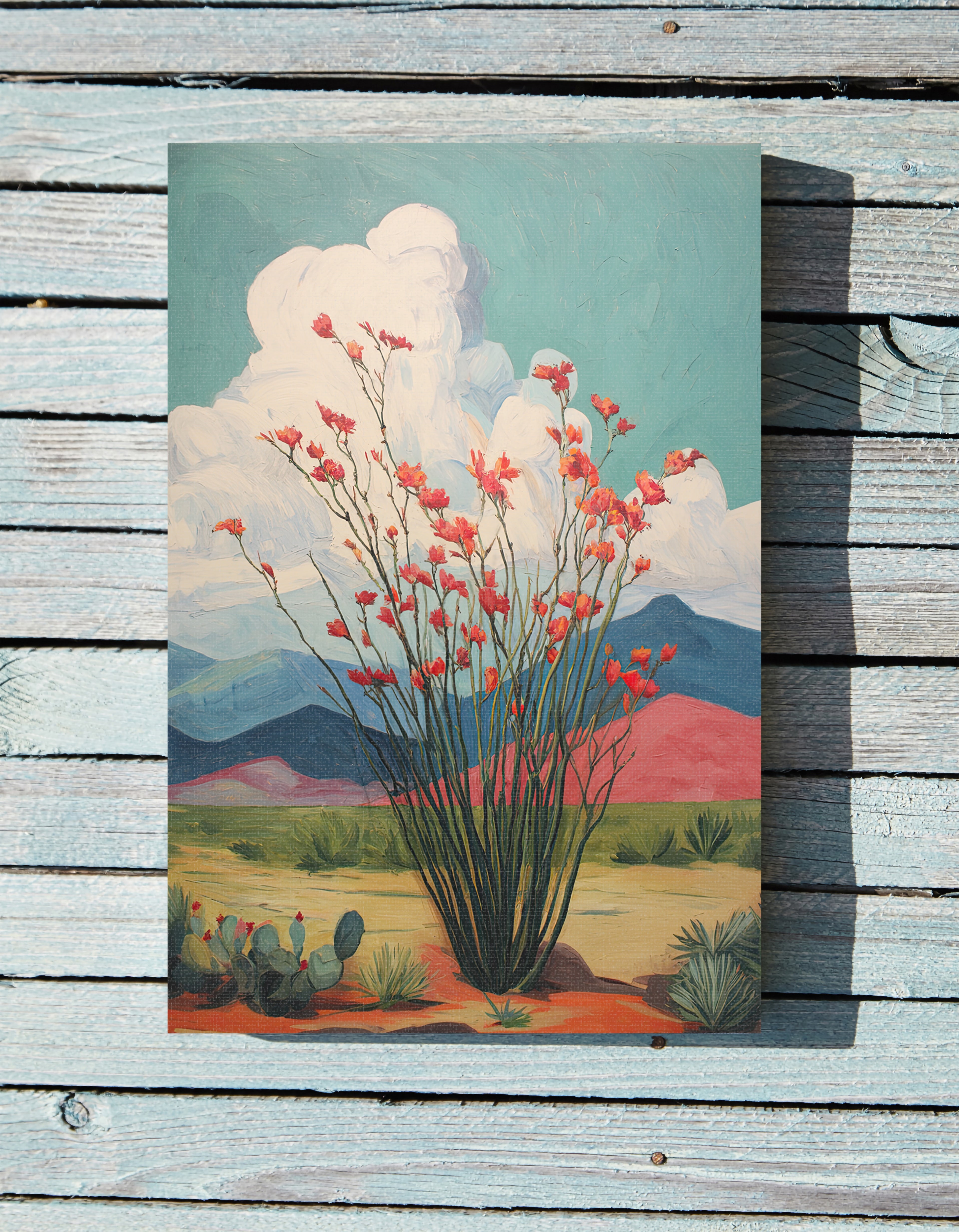 1.25" Matte Canvas - Ocotillo Cactus Desert Bloom