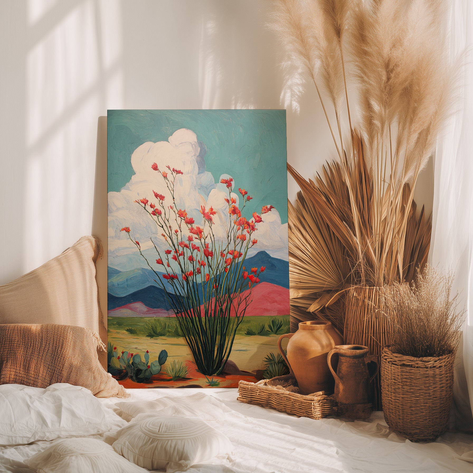 1.25" Matte Canvas - Ocotillo Cactus Desert Bloom