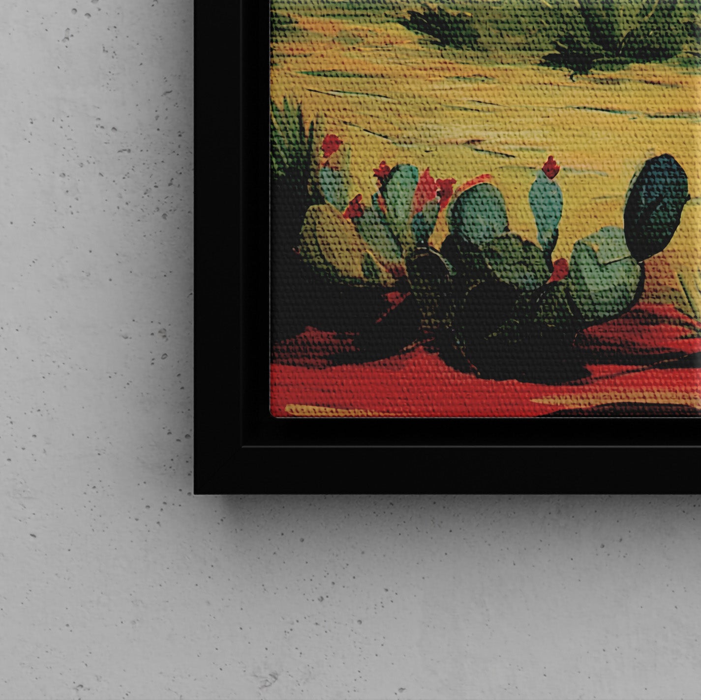 Framed Canvas - Ocotillo Cactus Desert Bloom