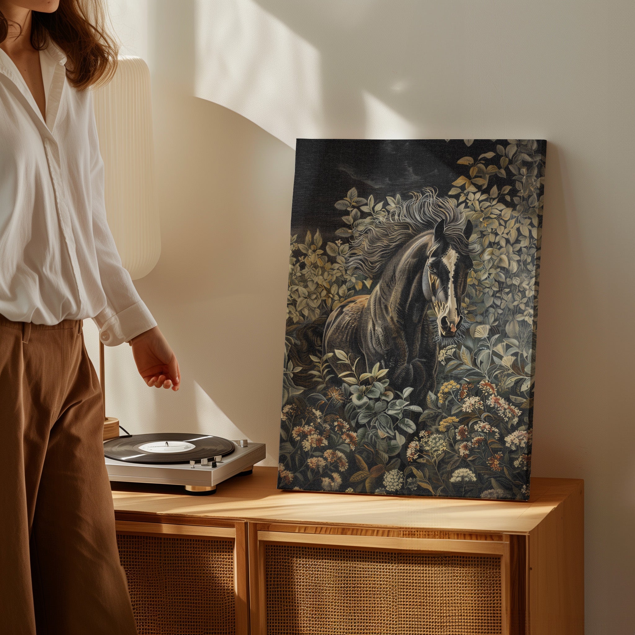 .75" Matte Canvas - Equine Elegance in Twilight Bloom