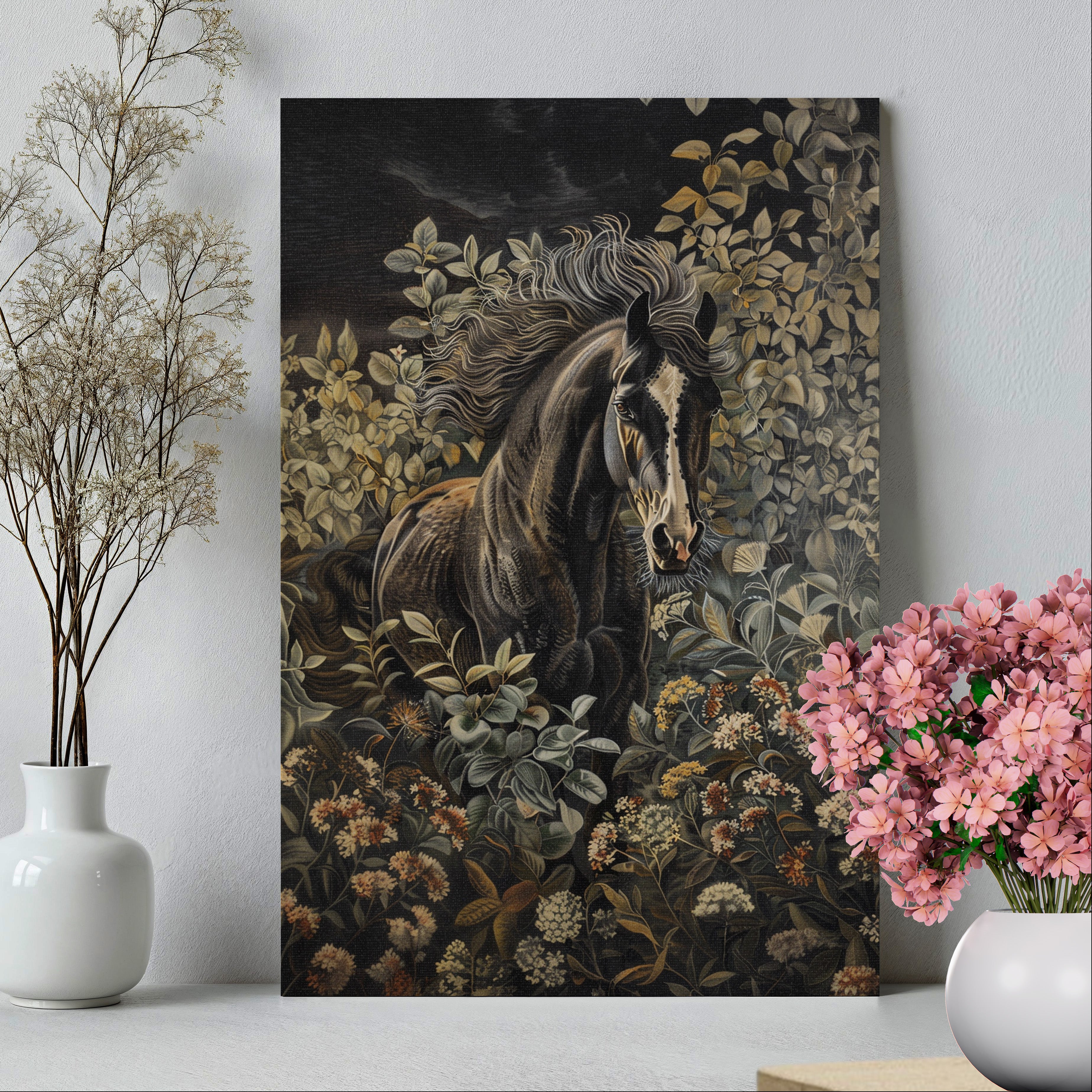 .75" Matte Canvas - Equine Elegance in Twilight Bloom