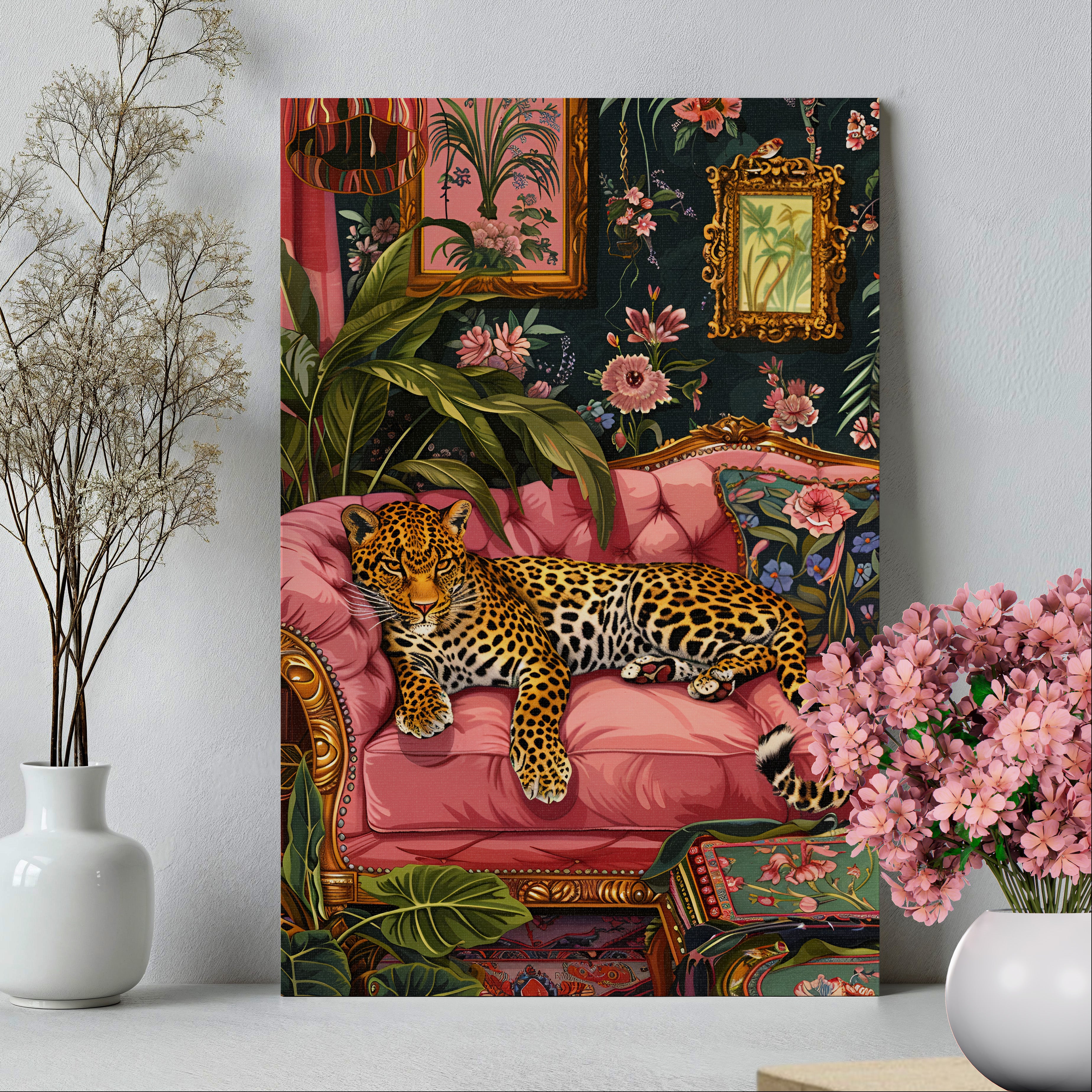 .75" Matte Canvas - Leopard Lounge in Bloom