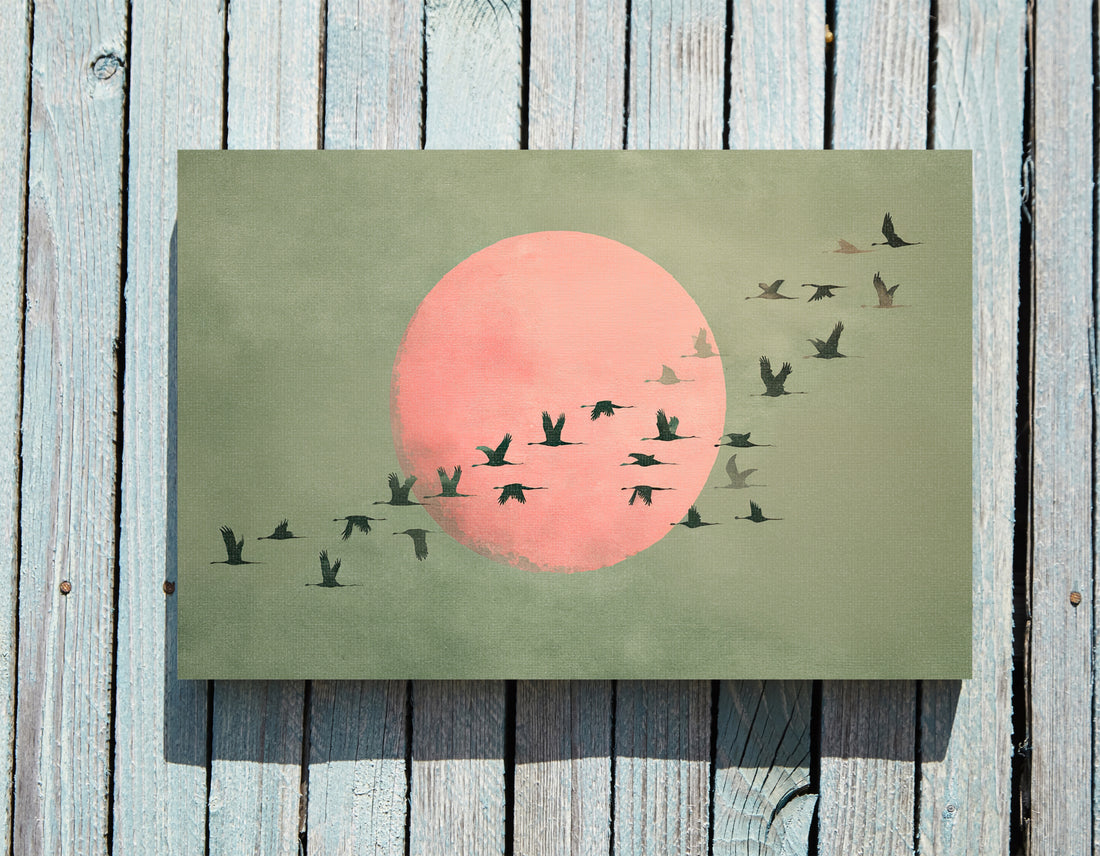 .75" Matte Canvas - Blush Moon Bird Migration