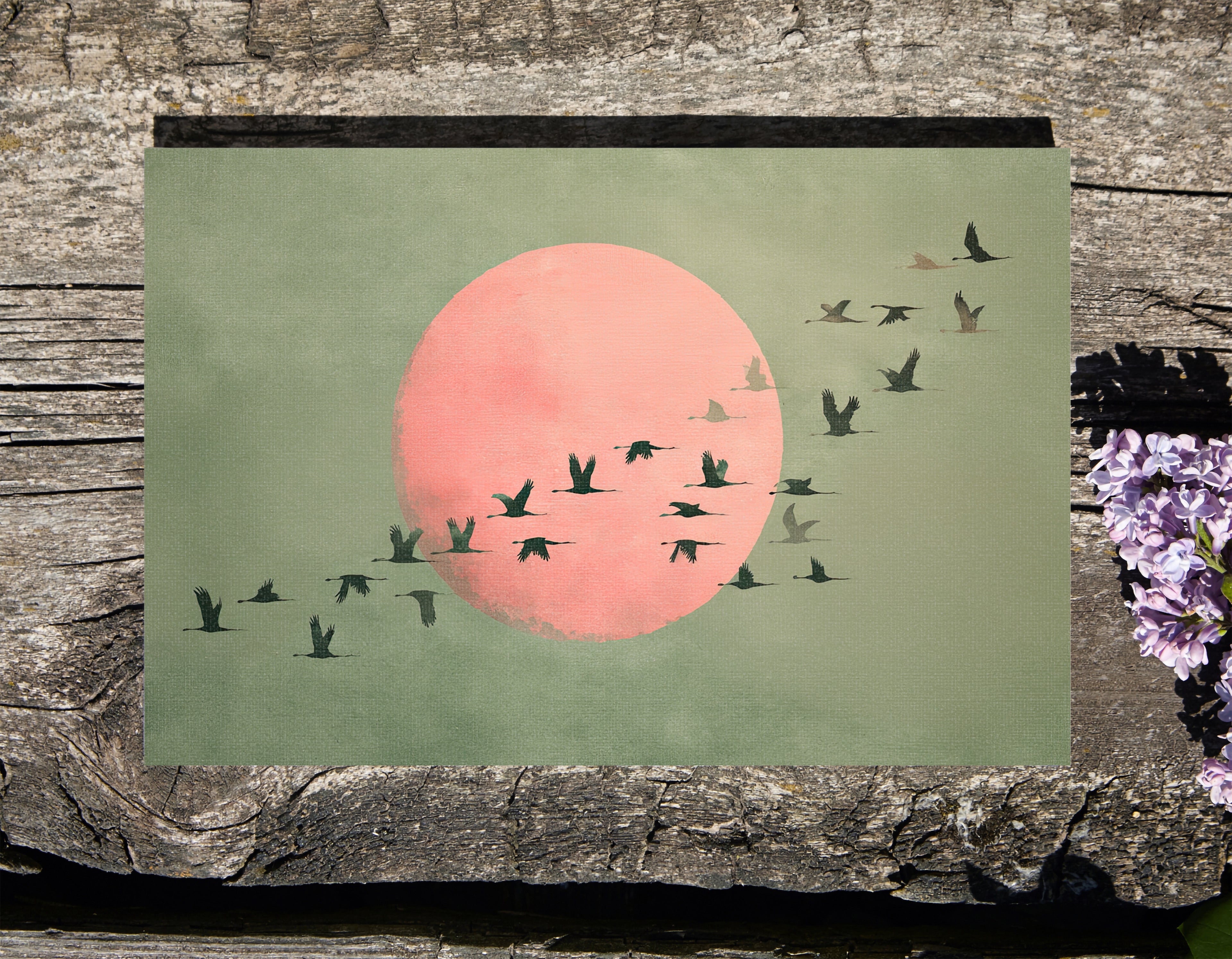 1.25" Matte Canvas - Blush Moon Bird Migration