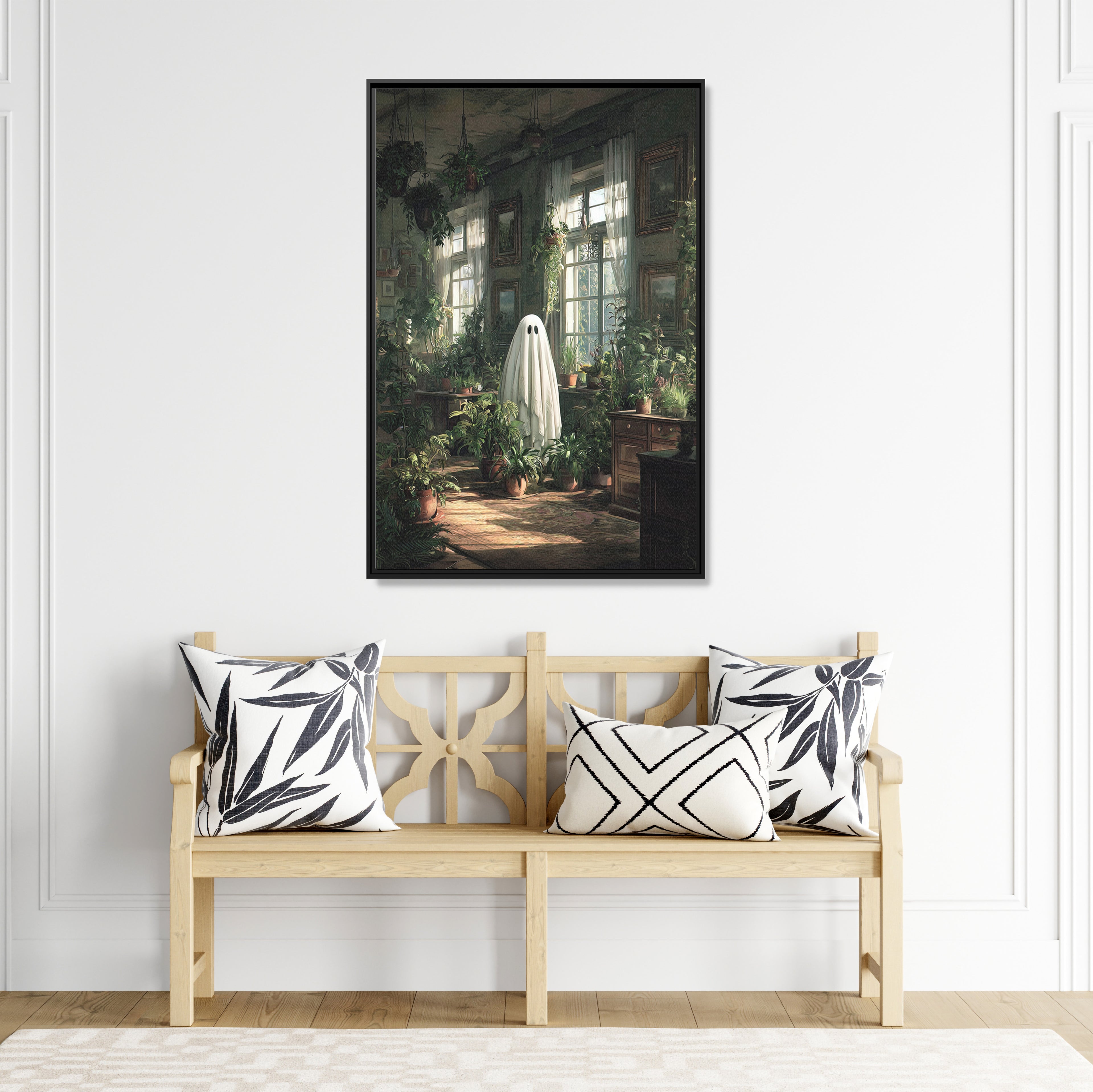 Framed Canvas - Ghost Among Houseplants