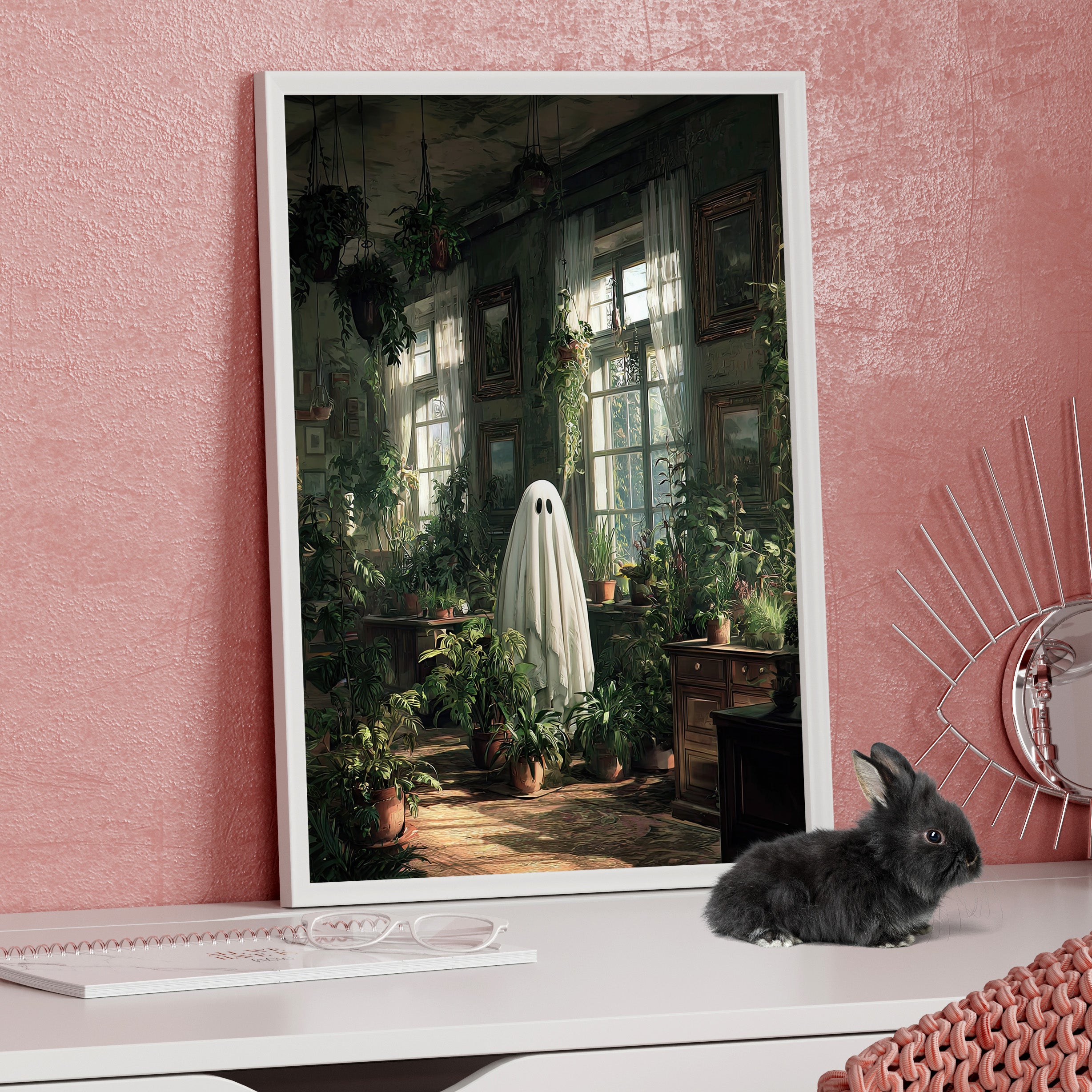 Framed Paper Print - Ghost Among Houseplants