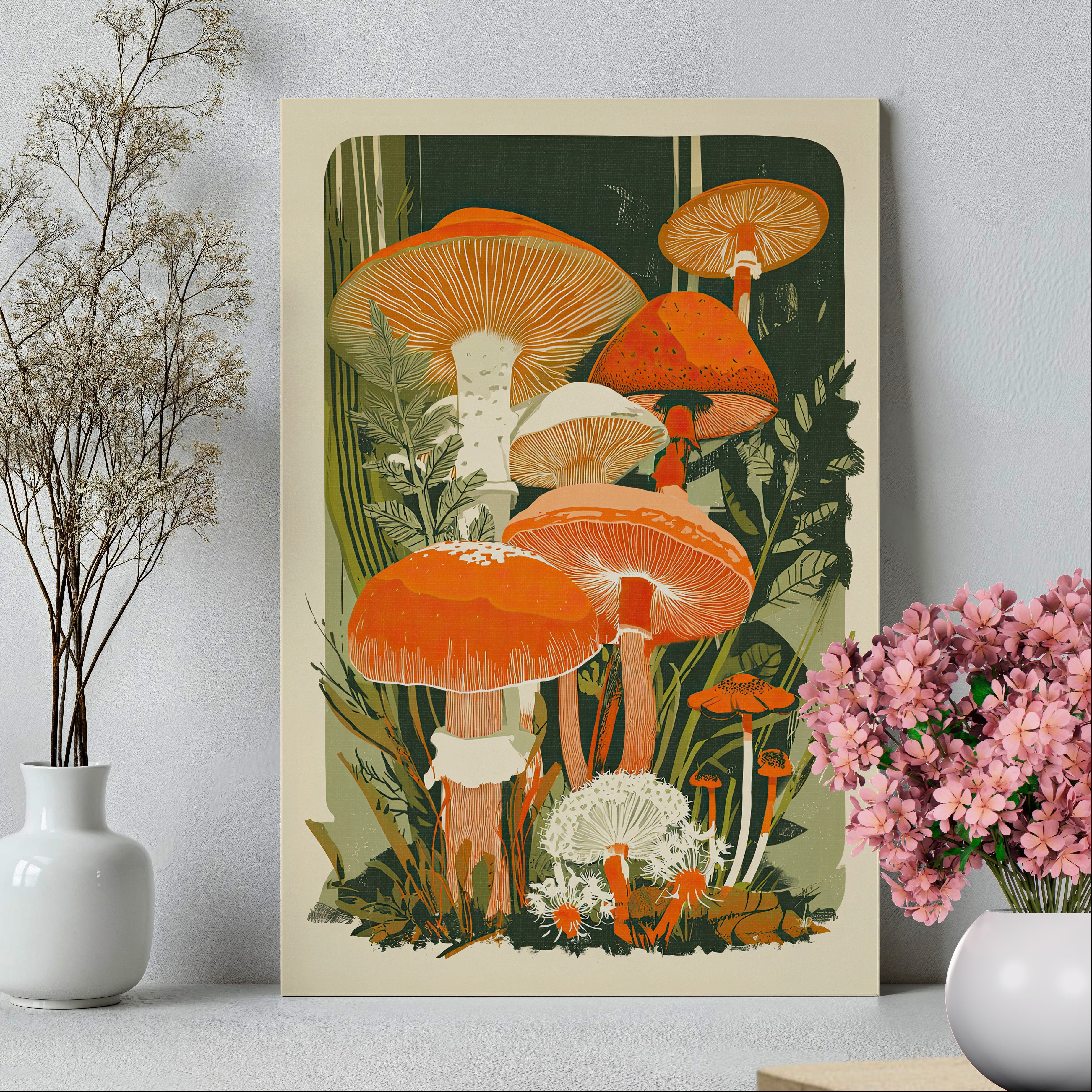 1.25" Matte Canvas - Groovy Woodland Mushrooms