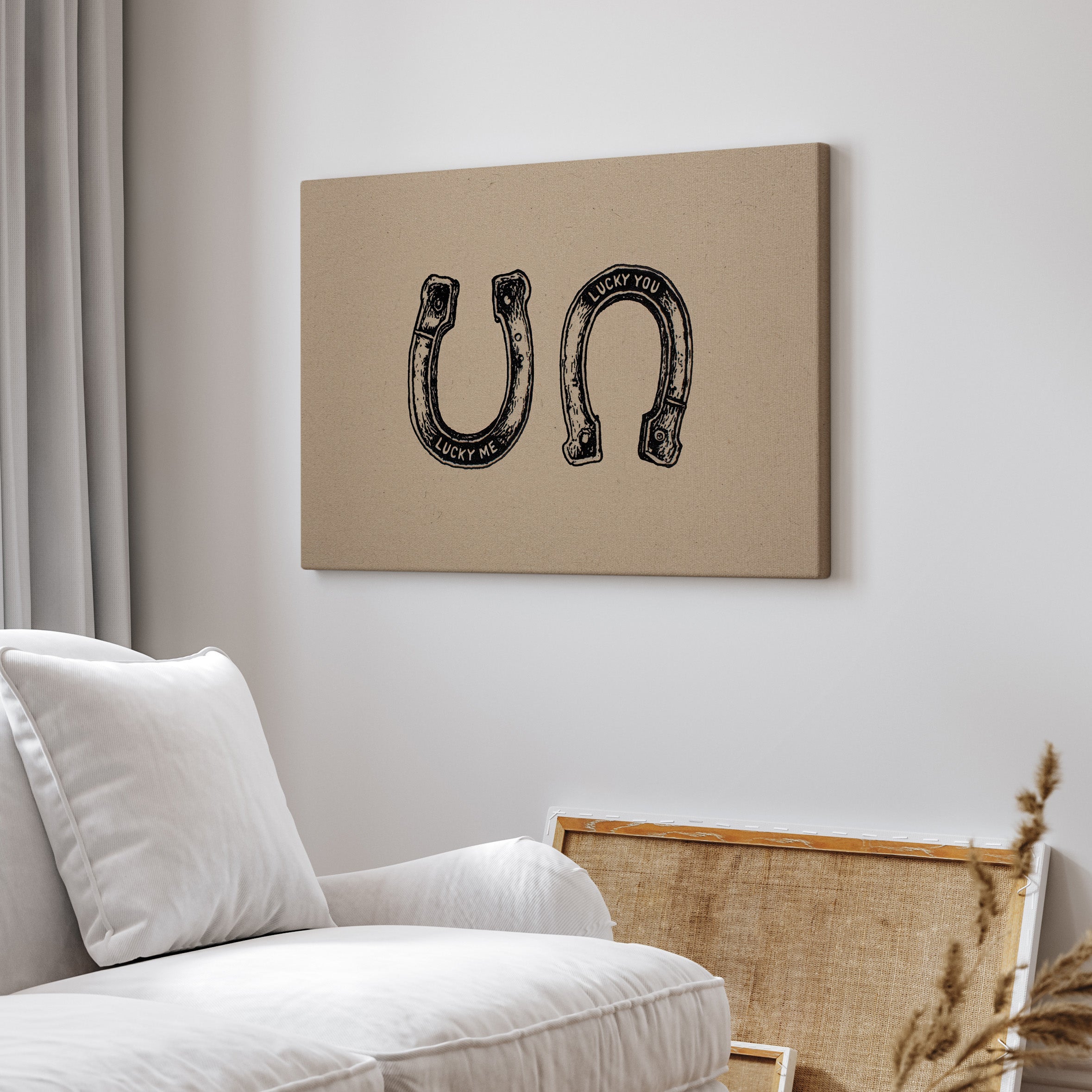1.25" Matte Canvas - Lucky Me Lucky You Horseshoes