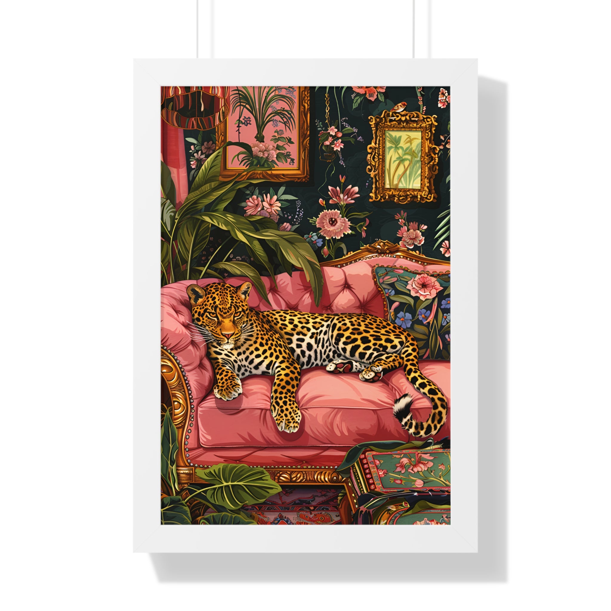 Framed Paper Print - Leopard Lounge in Bloom