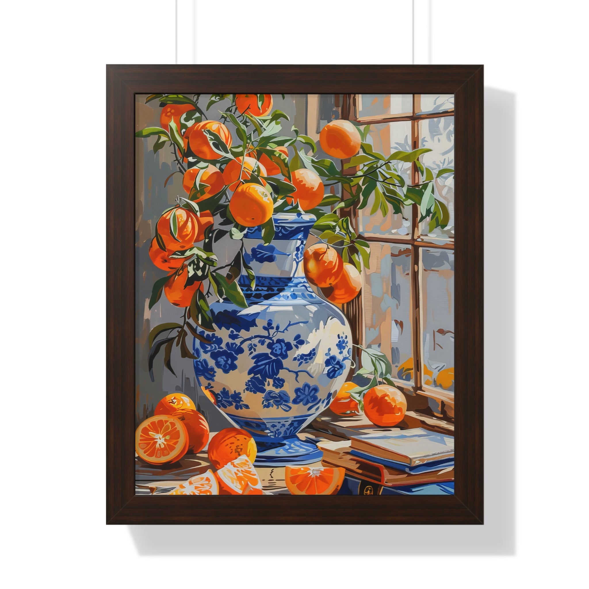 Framed Paper Print - Sunlit Citrus & Porcelain