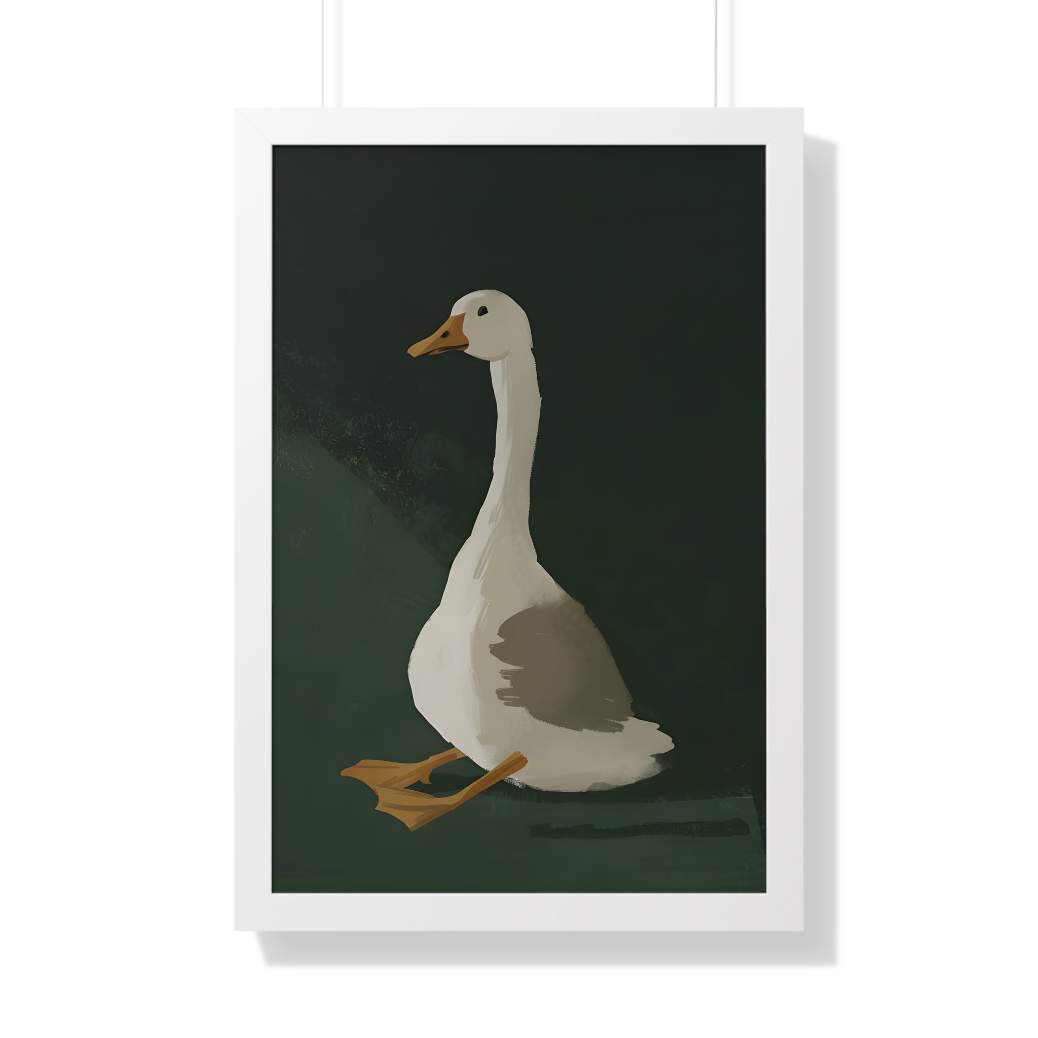 Framed Paper Print - Sitting Goose in Spotlight