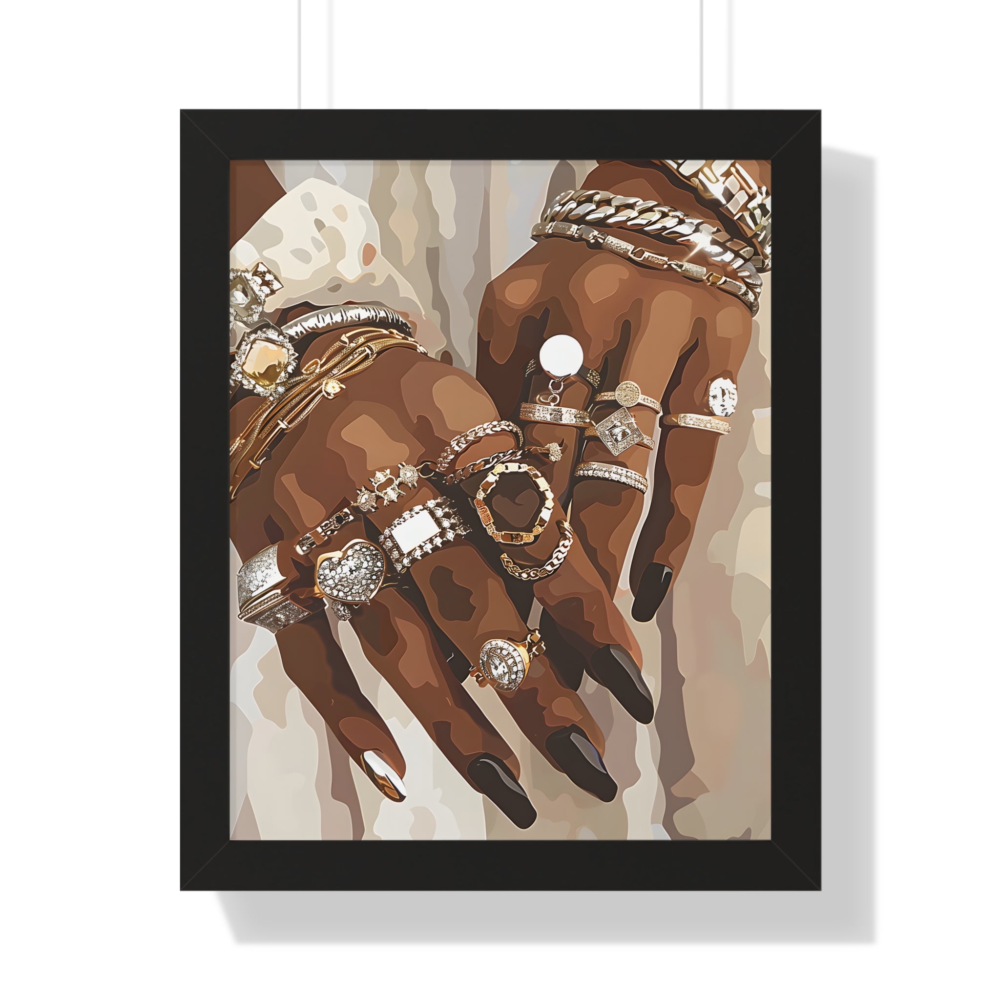 Framed Paper Print - Layered Luxe Jewelry Hands