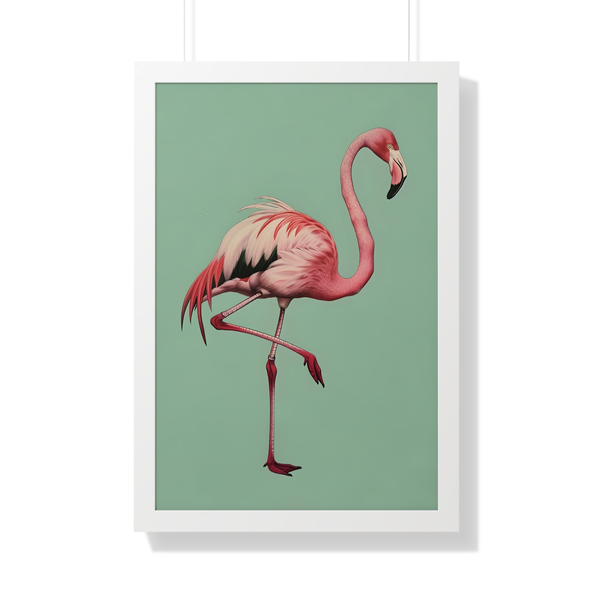 Framed Paper Print - Pink Flamingo Tropical