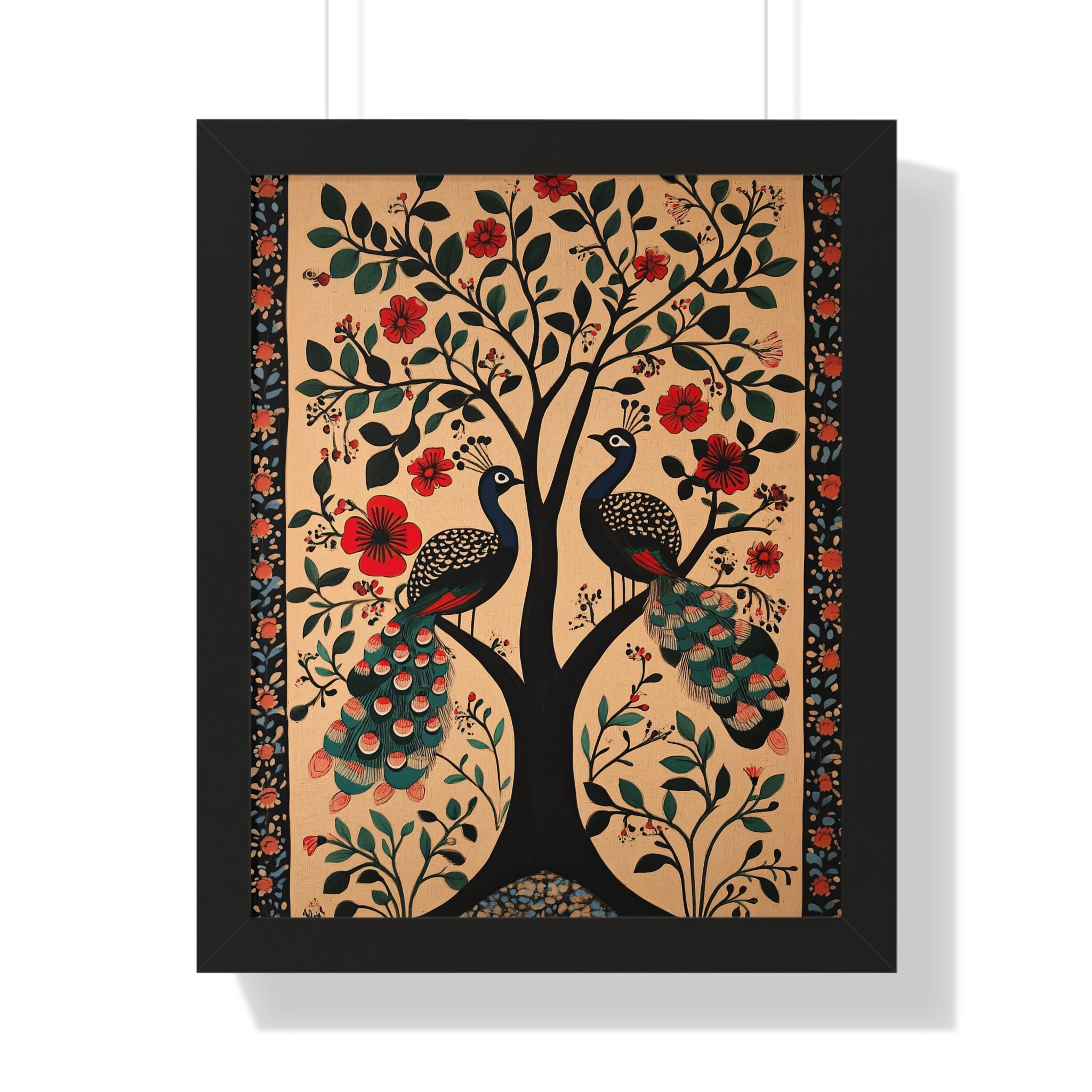 Framed Paper Print - Lovers Under Blooming Canopy