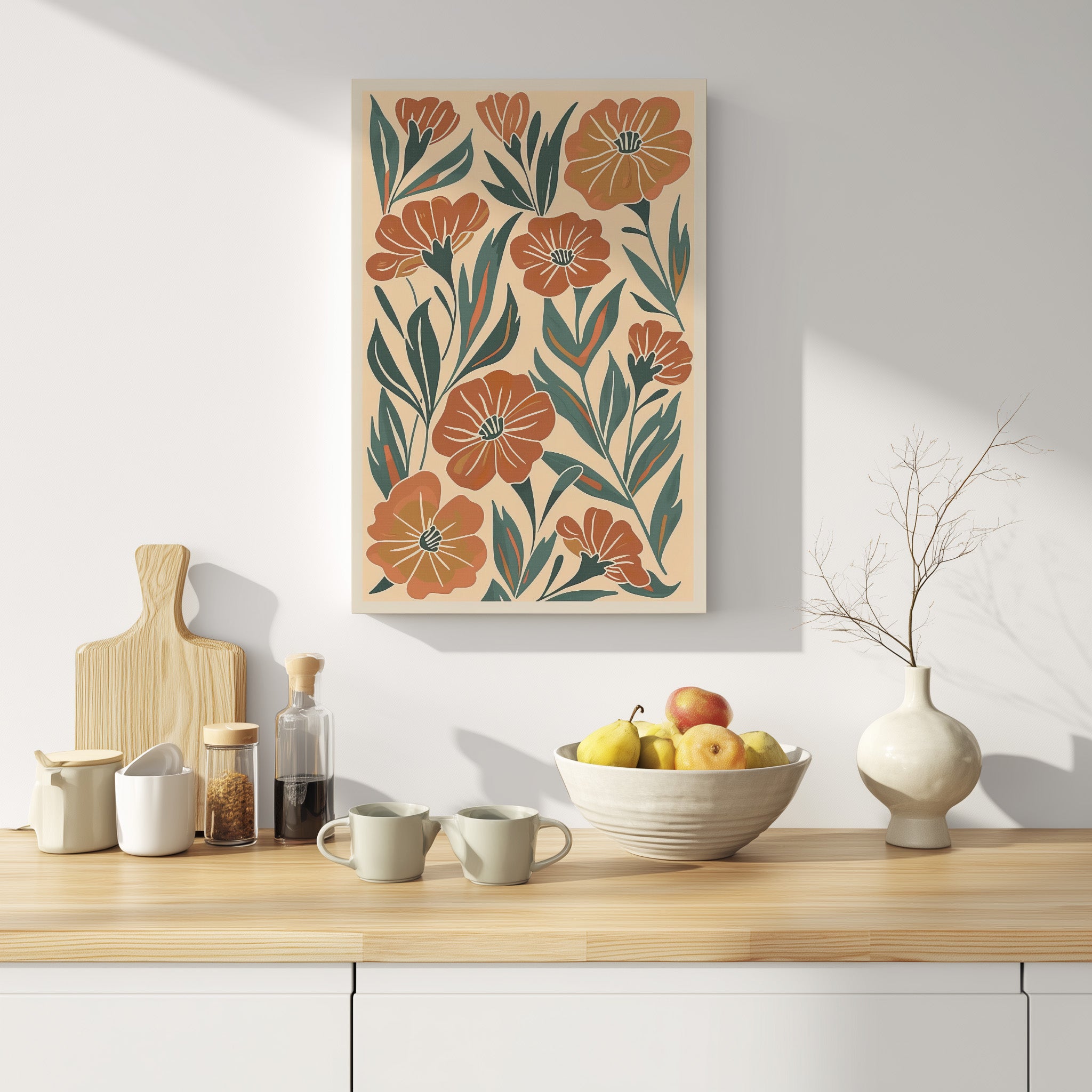 .75" Matte Canvas - Burnt Orange Boho Blossoms