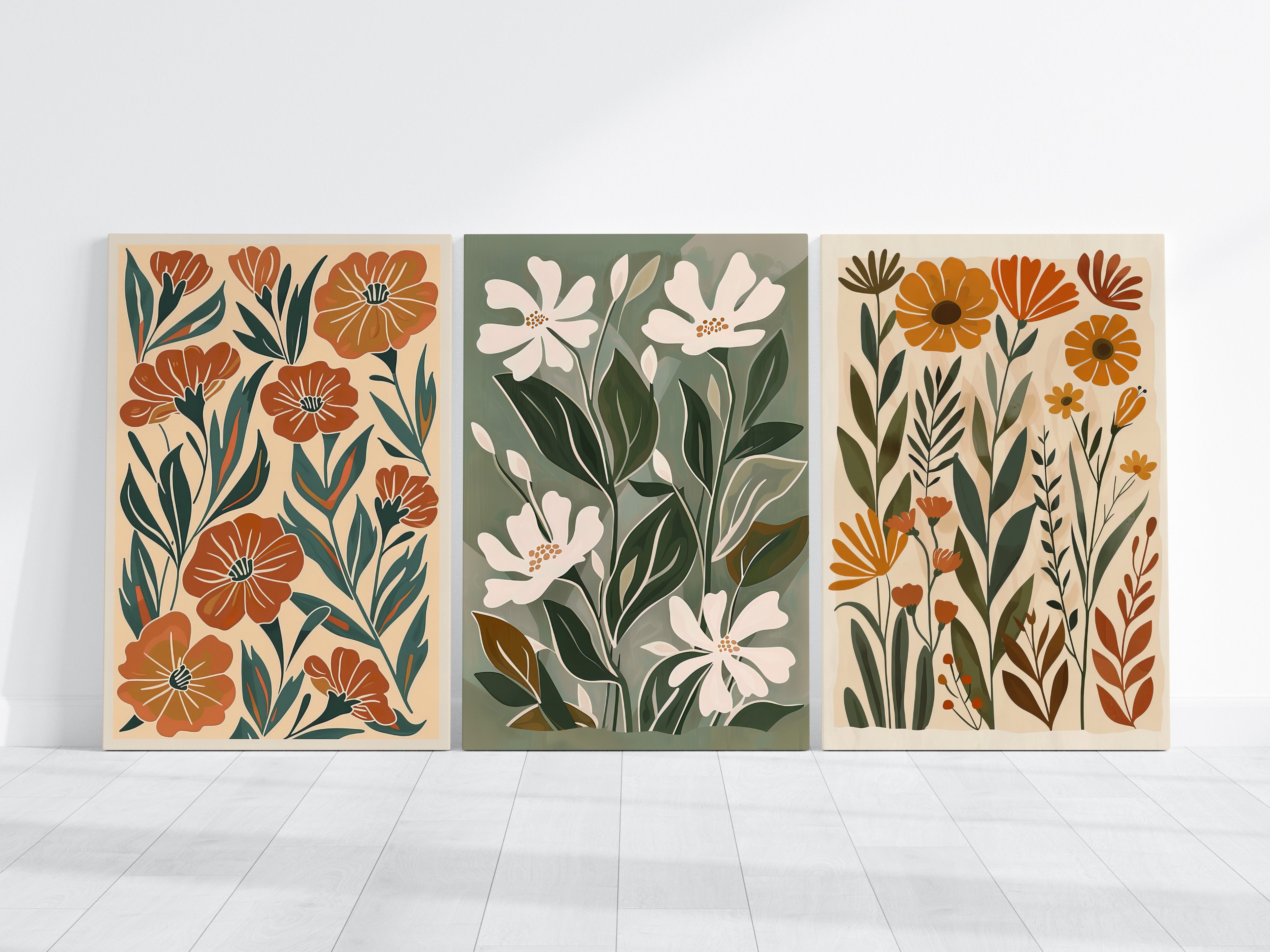 .75" Matte Canvas - Cream Blooms on Sage Leaves