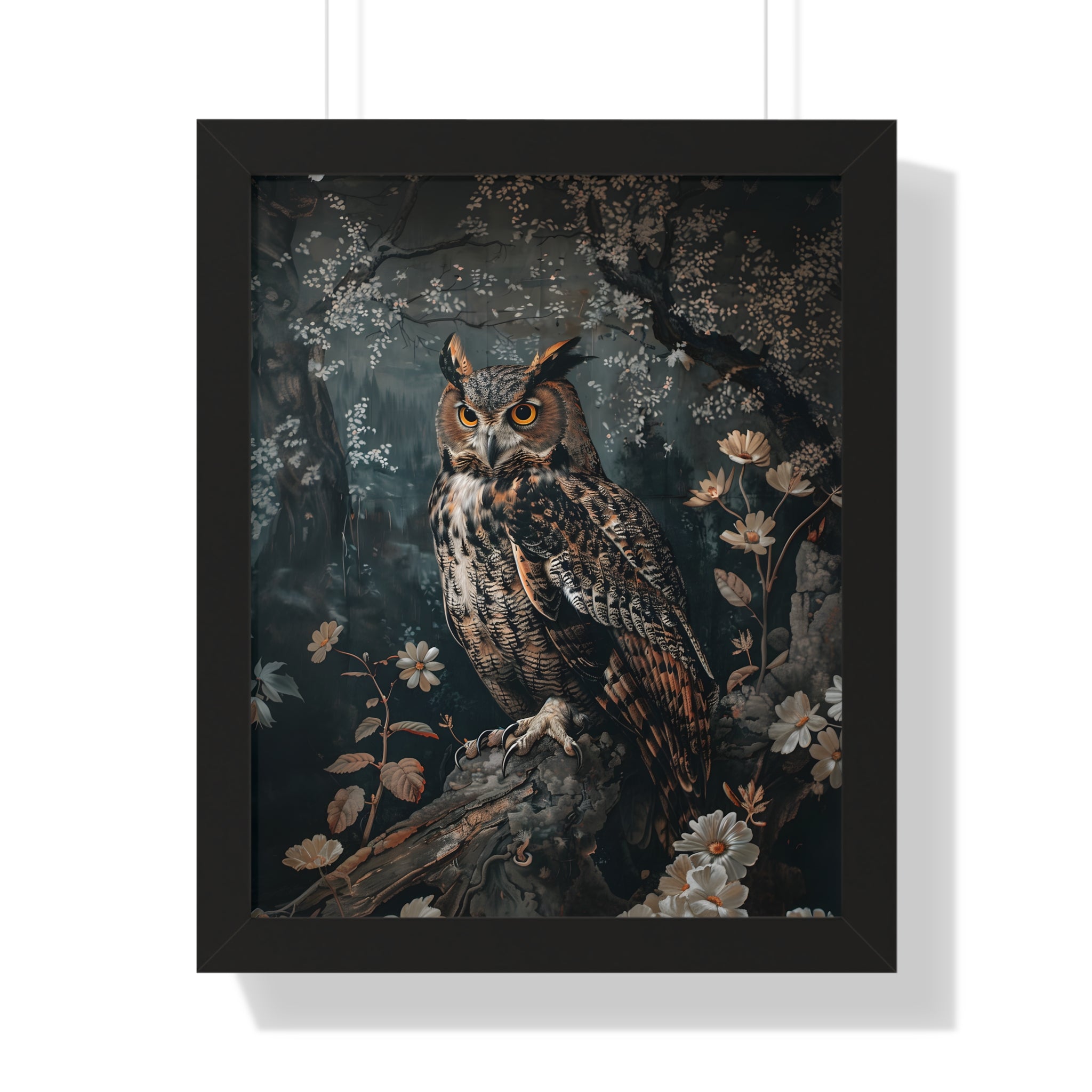 Framed Paper Print - Midnight Watchful Owl