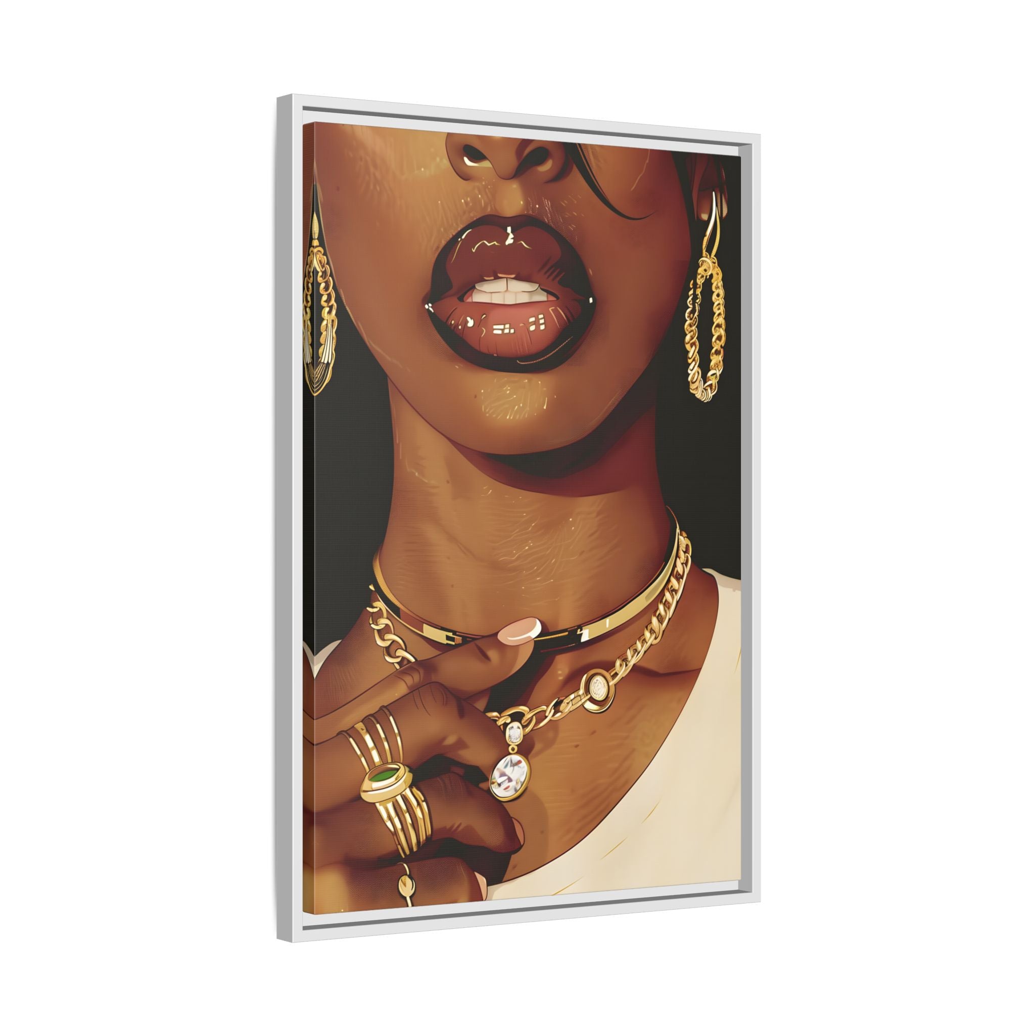 Framed Canvas - Golden Luxe Confidence Portrait