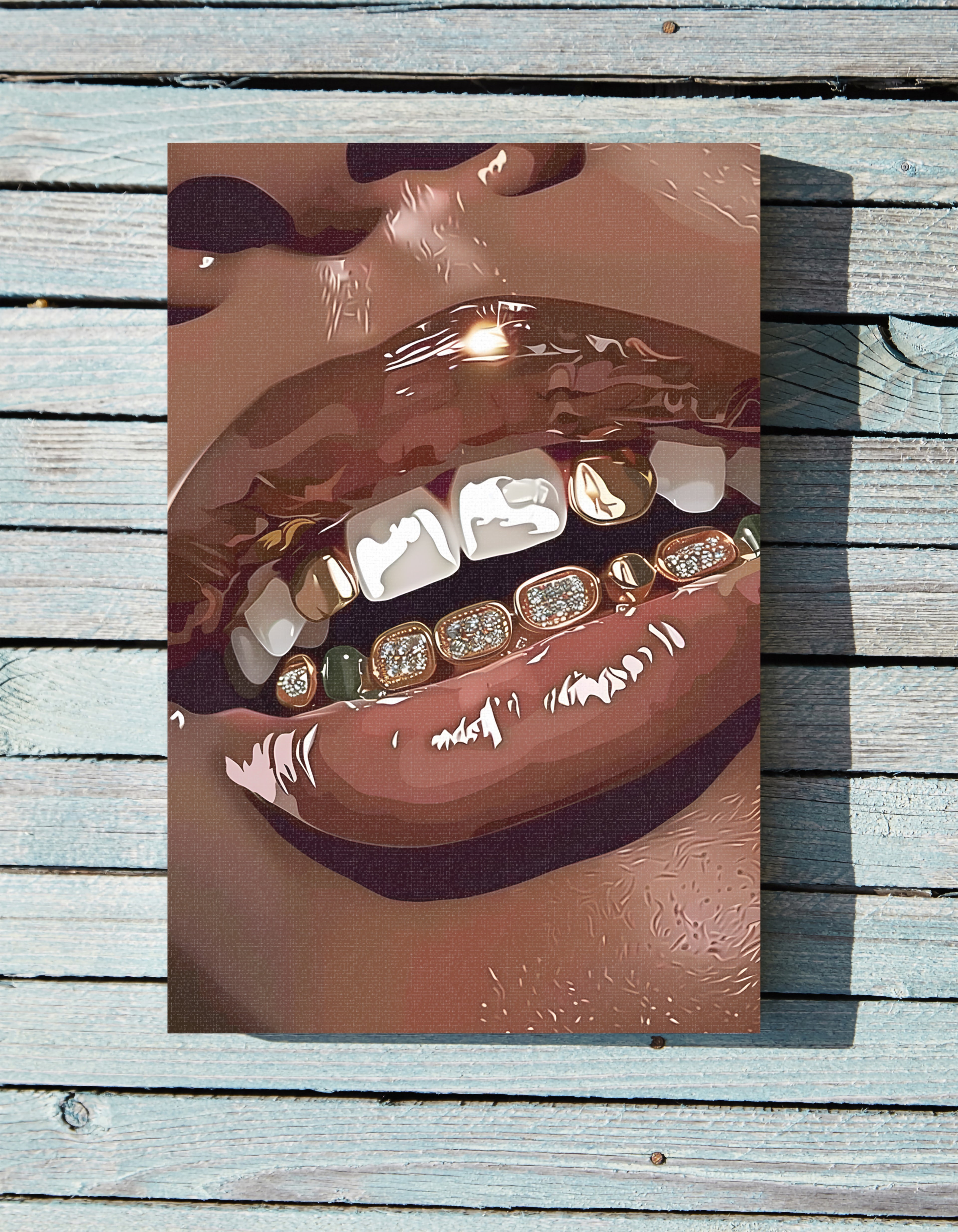 .75" Matte Canvas - Golden Grill Smile