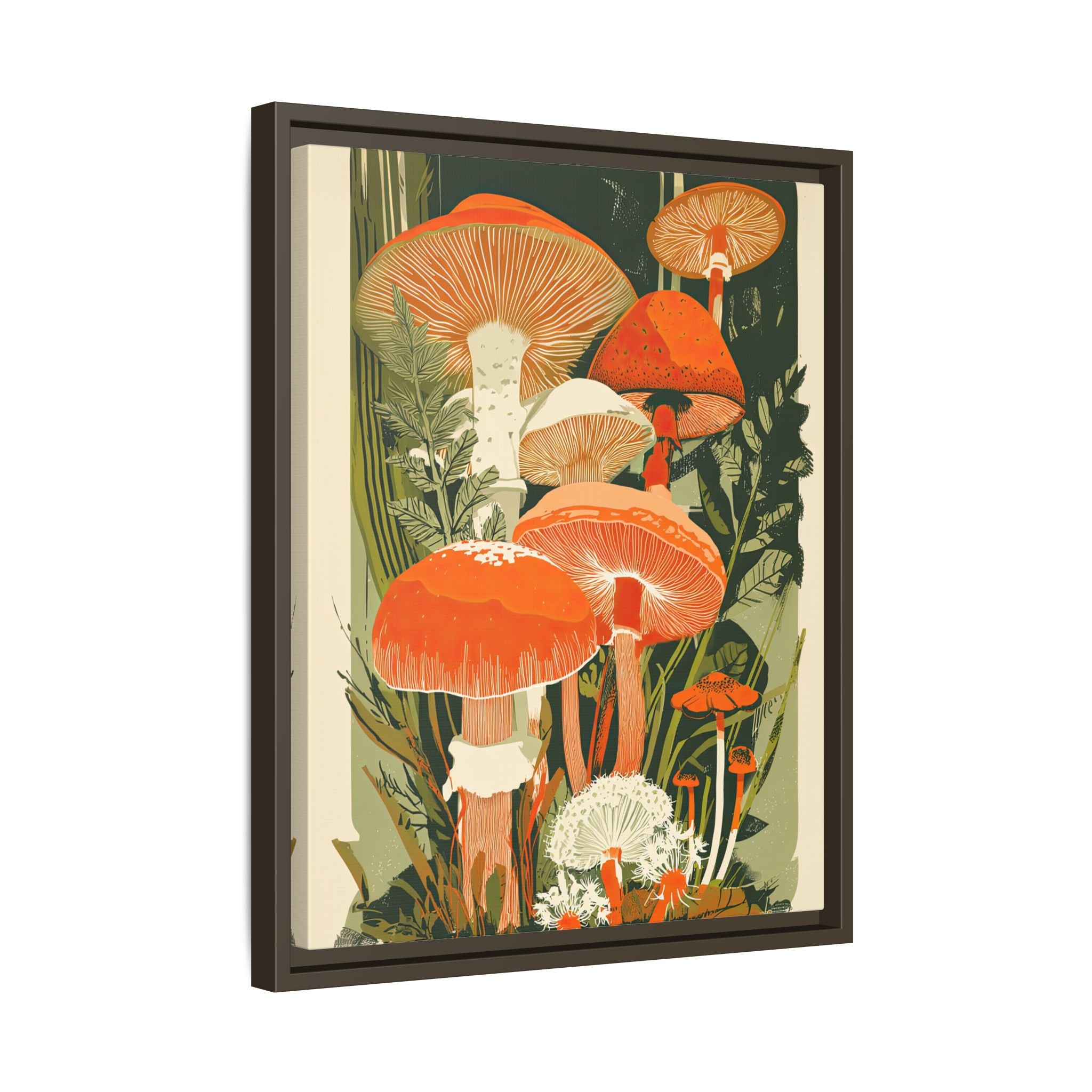 Framed Canvas - Groovy Woodland Mushrooms