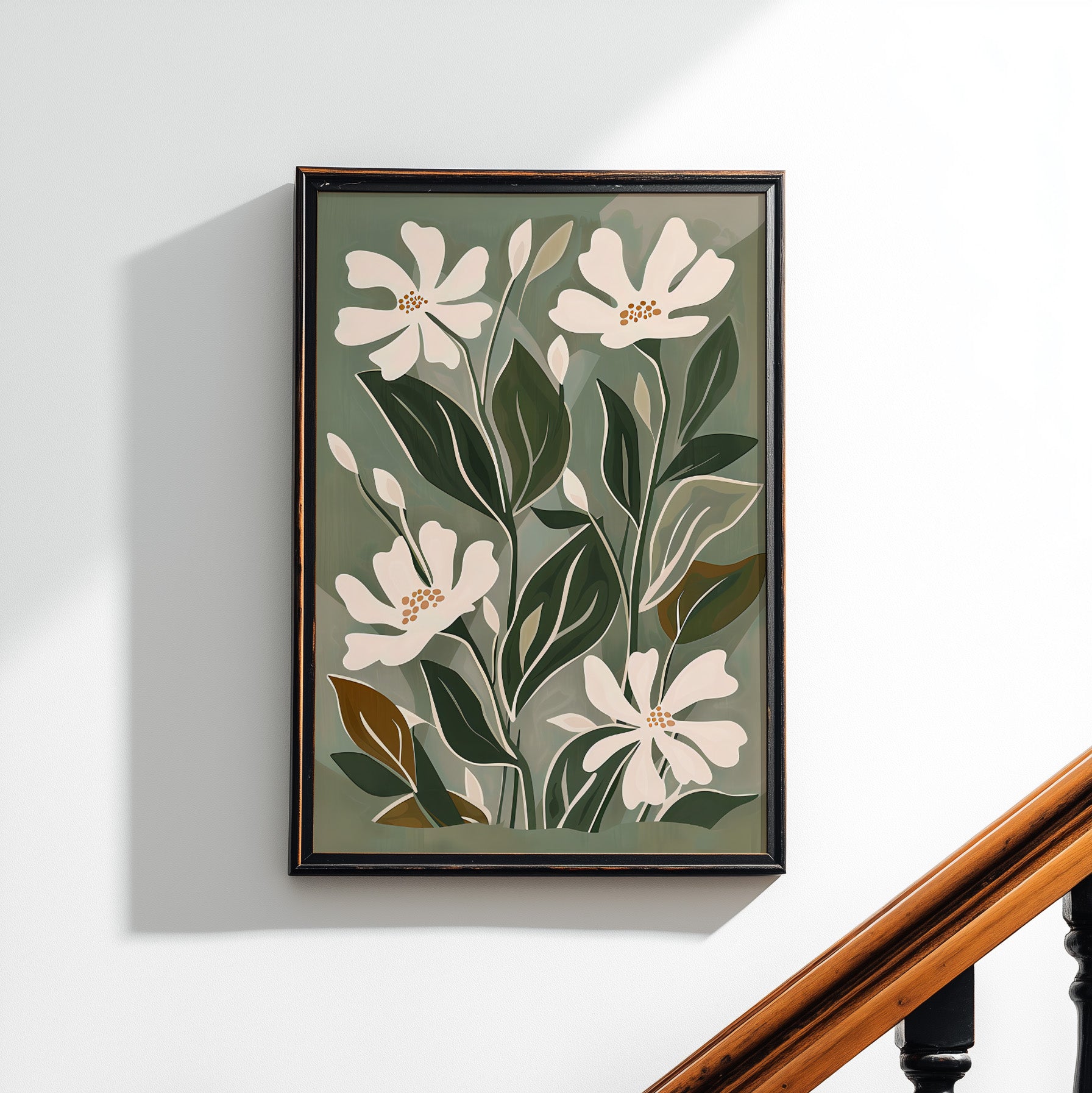 Cream Blooms on Sage Leaves
