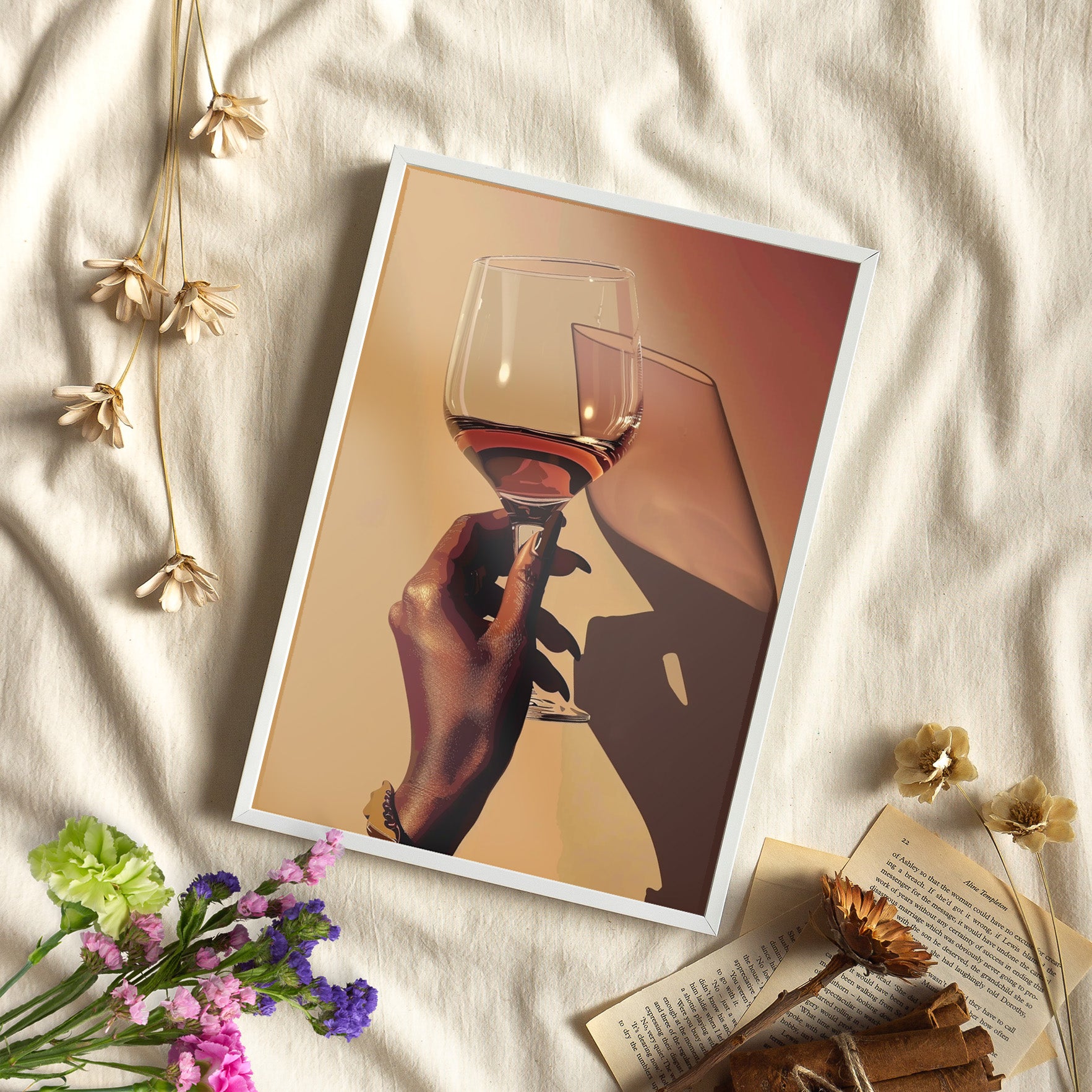 Framed Paper Print - Golden Hour Wine Toast