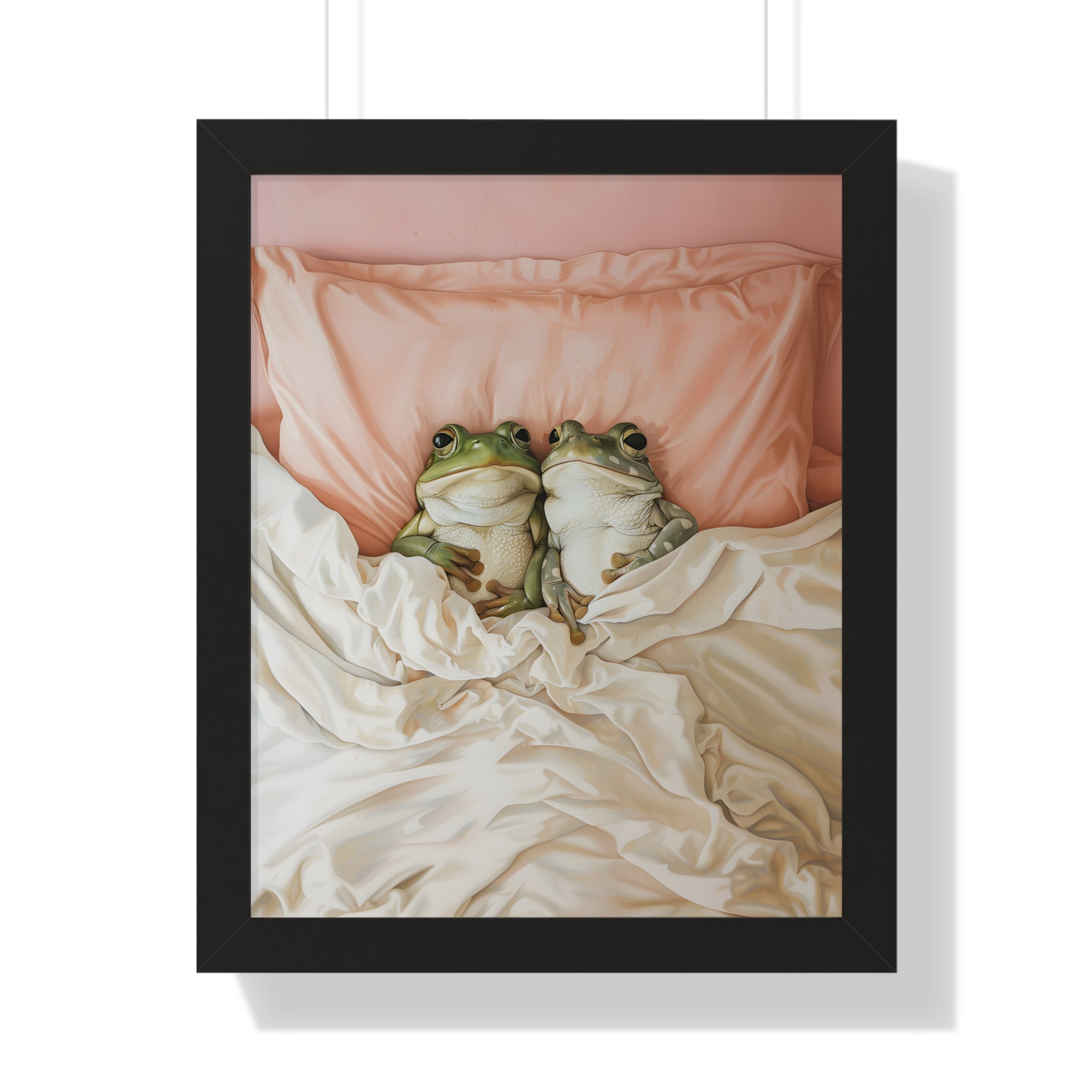 Framed Paper Print - Cozy Frogs Romantic Bliss