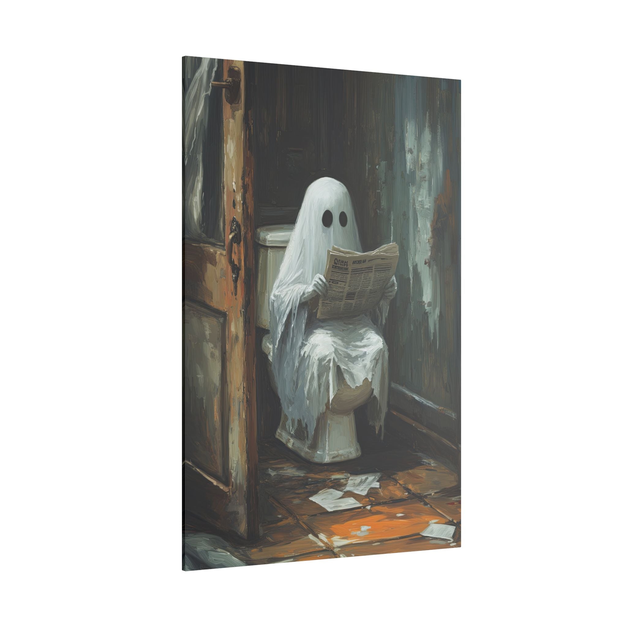 .75" Matte Canvas - Ghostly Bathroom Break