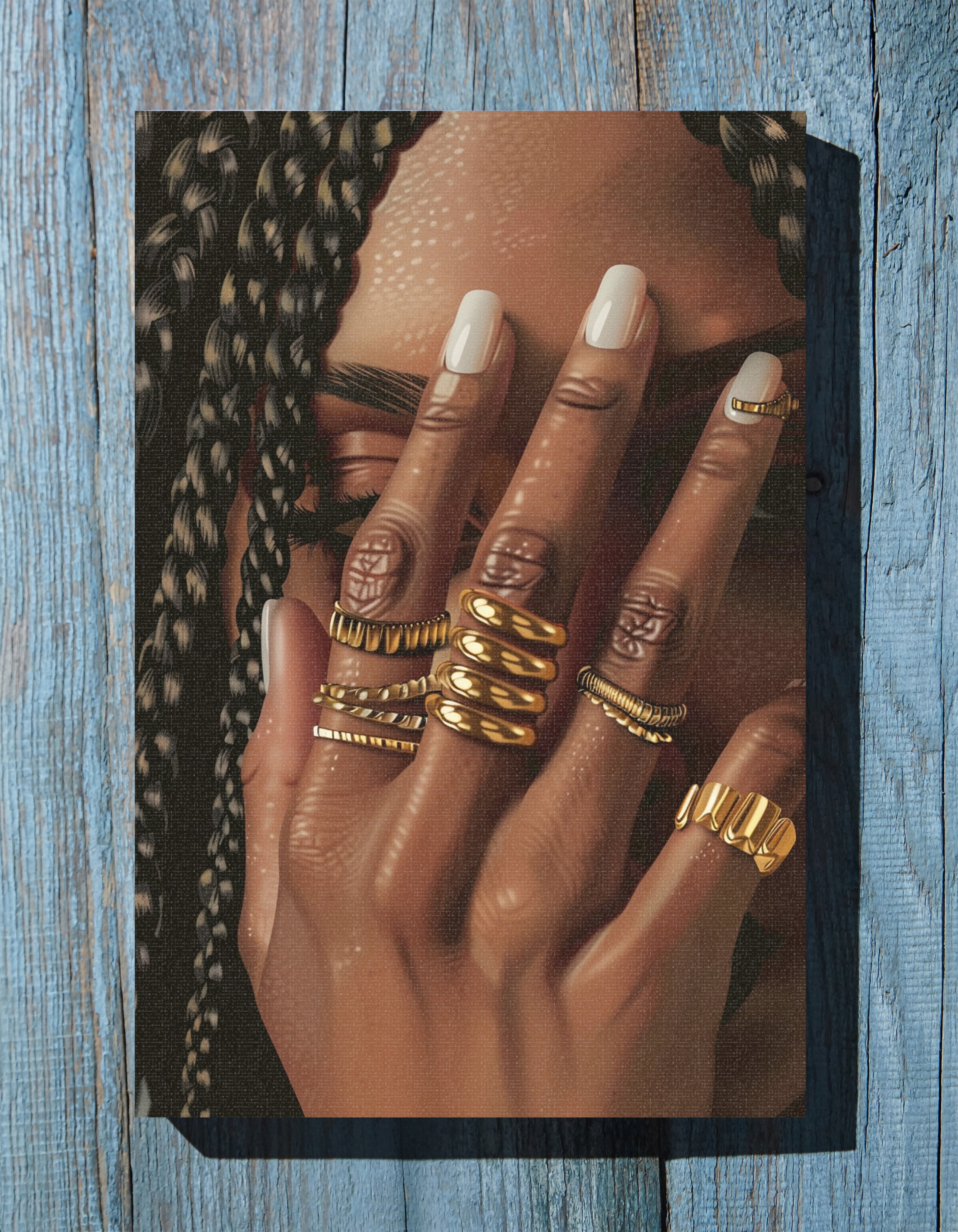 .75" Matte Canvas - Braided Golden Ring Beauty