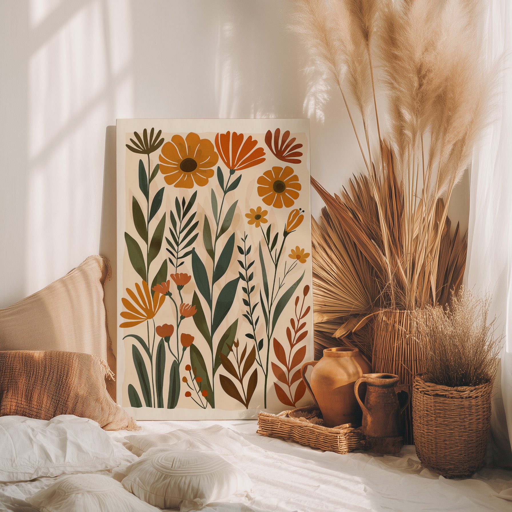 .75" Matte Canvas - Golden Meadow Boho Blooms