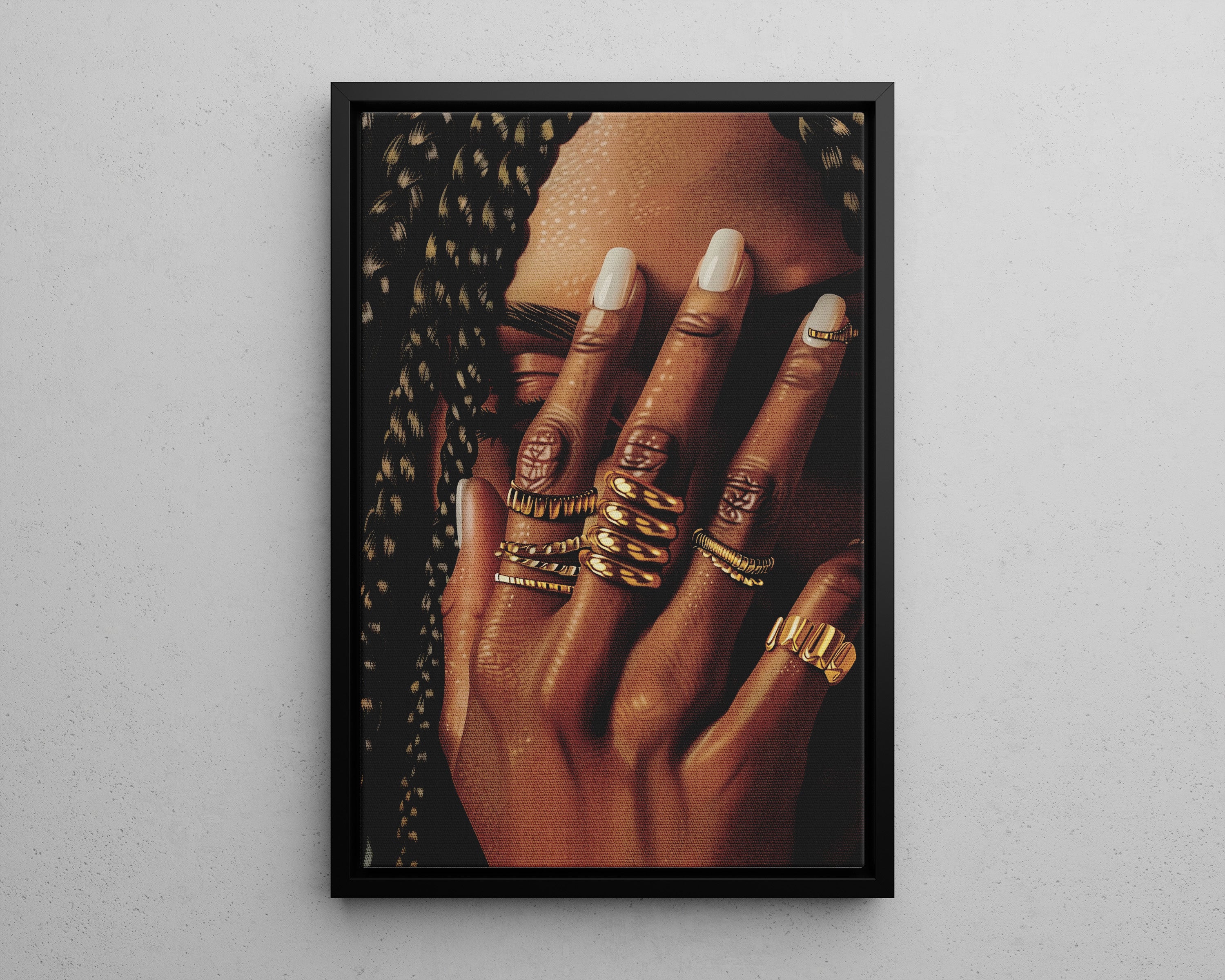 Framed Canvas - Braided Golden Ring Beauty