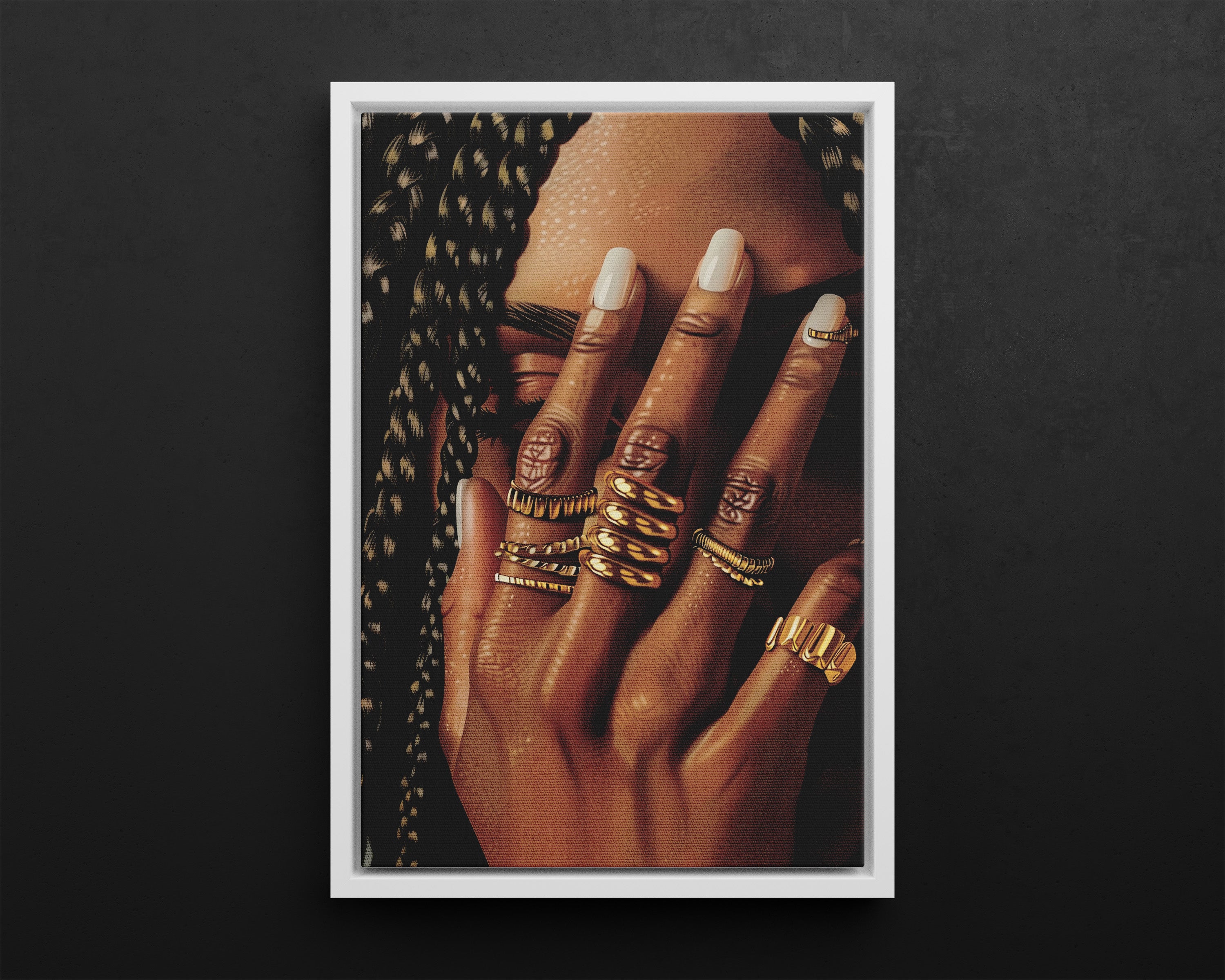 Framed Canvas - Braided Golden Ring Beauty