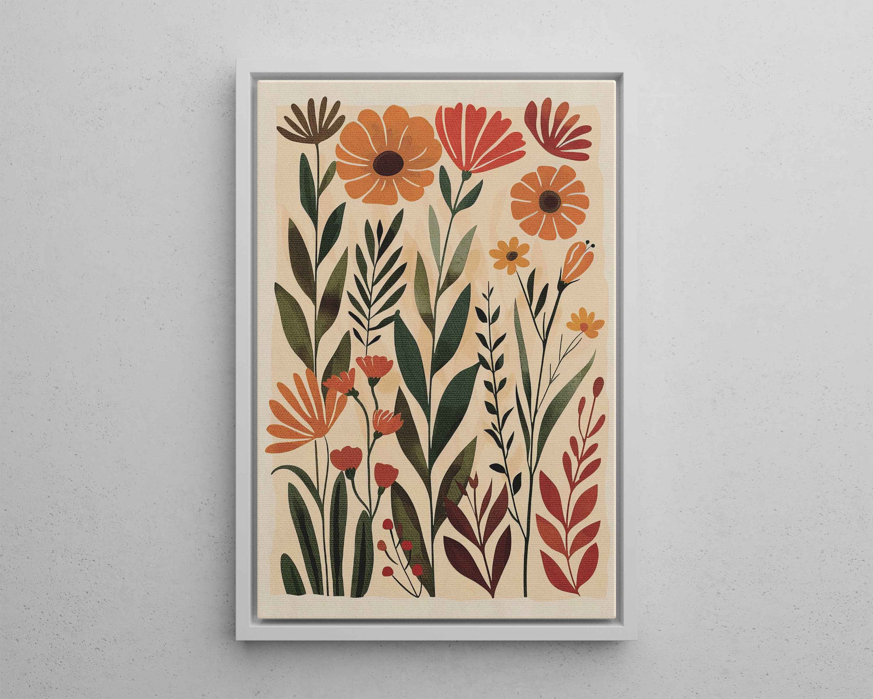 Framed Canvas - Golden Meadow Boho Blooms