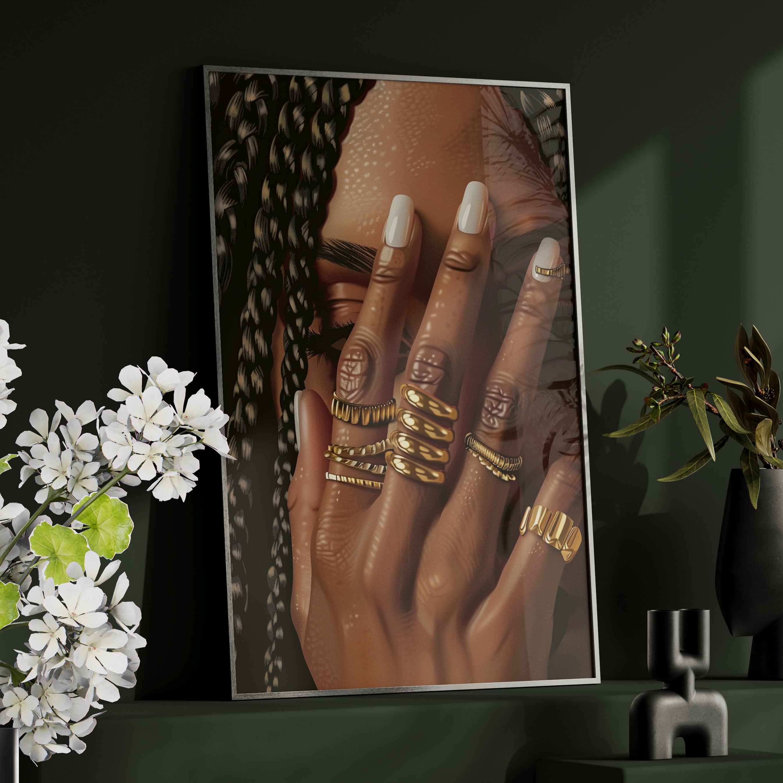 Framed Paper Print - Braided Golden Ring Beauty