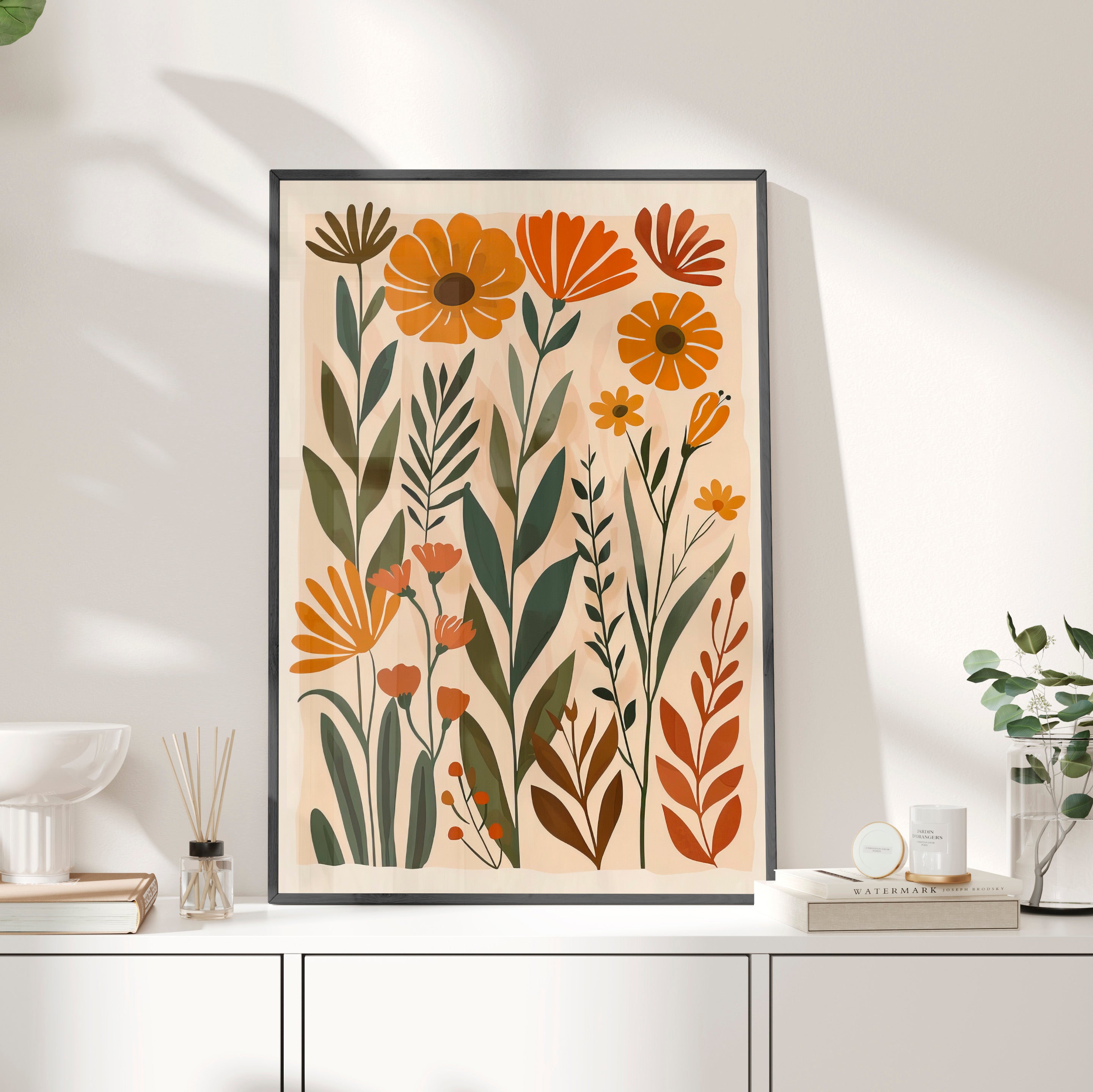 Framed Paper Print - Golden Meadow Boho Blooms