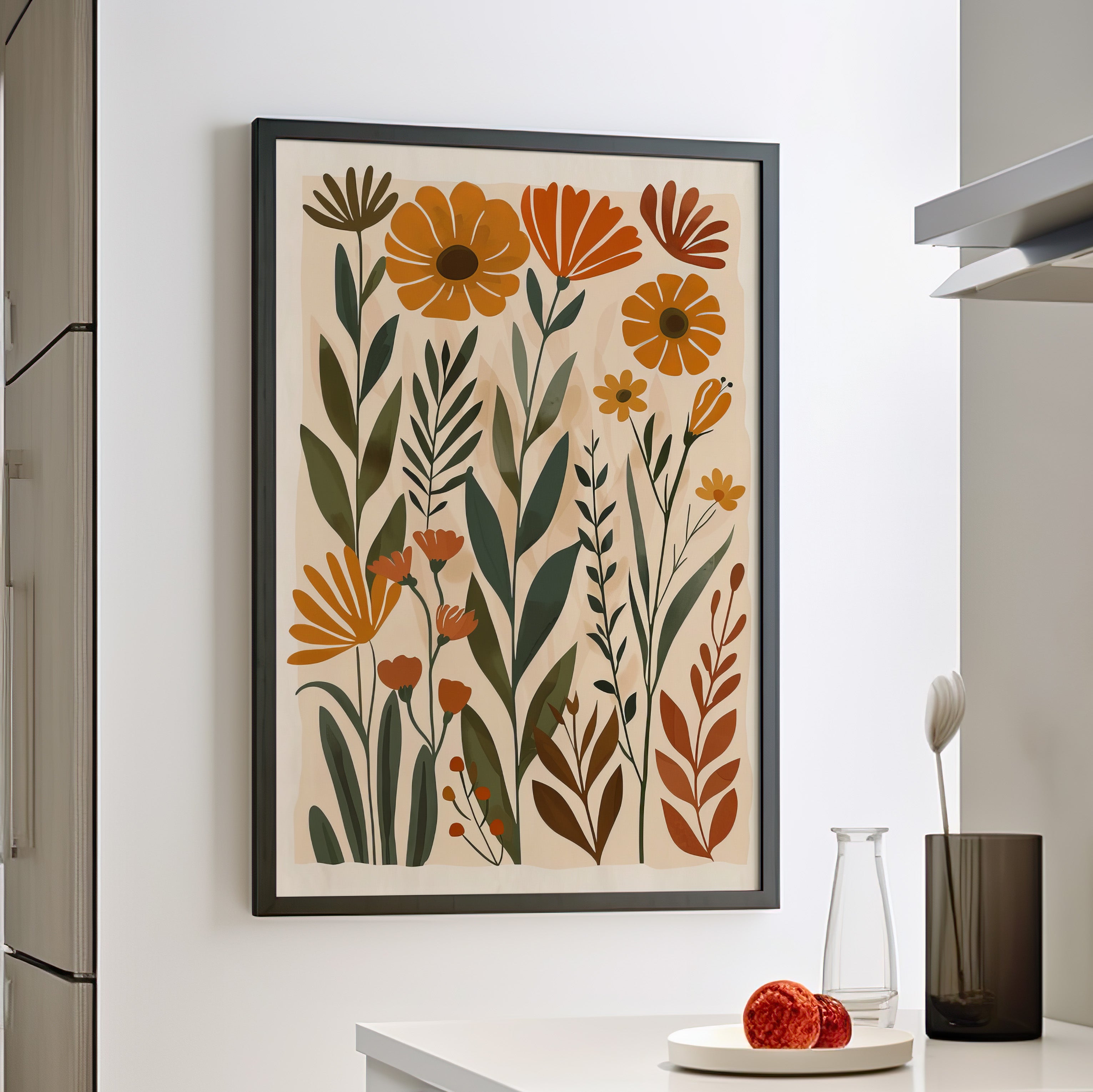 Framed Paper Print - Golden Meadow Boho Blooms