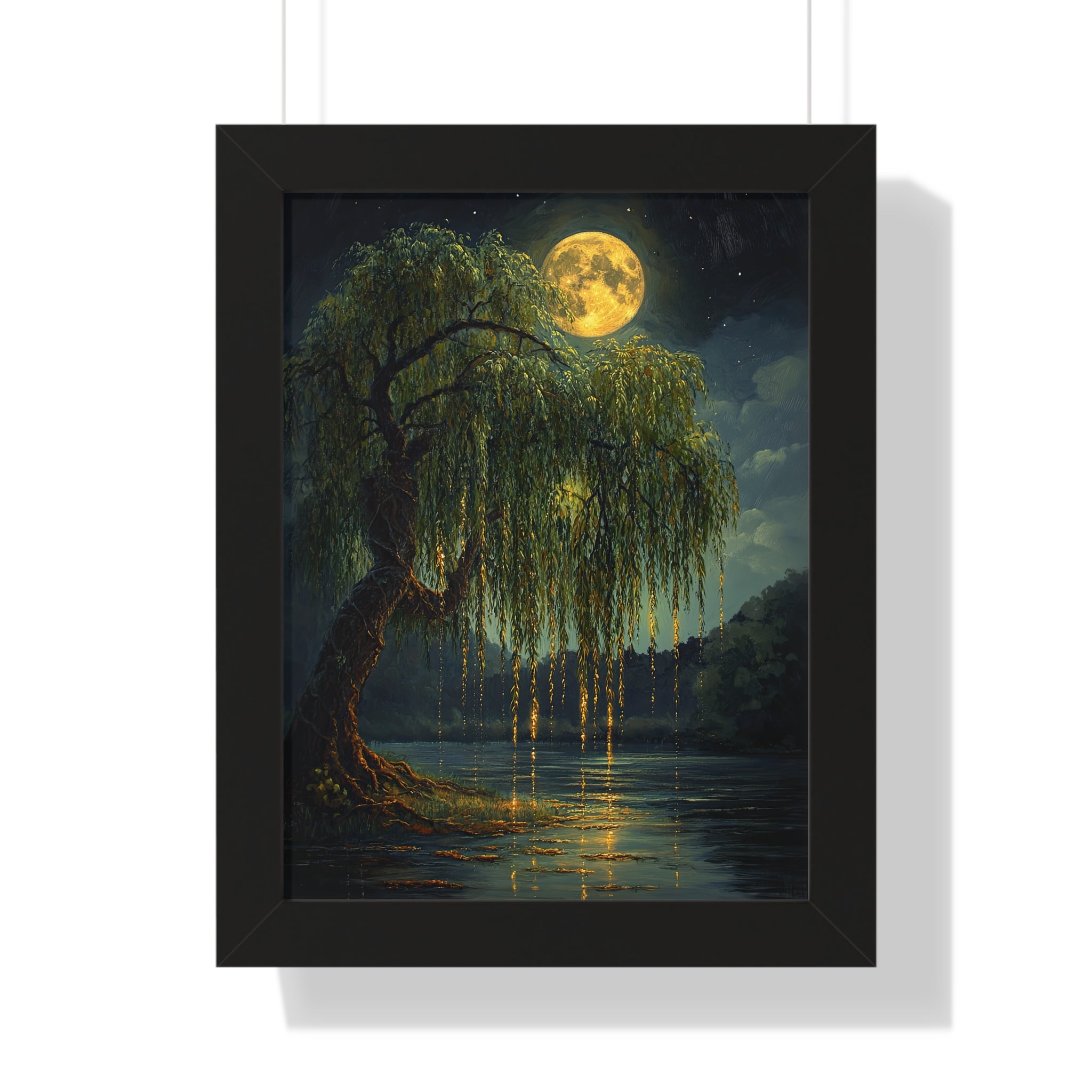 Framed Paper Print - Moonlit Willow Glow