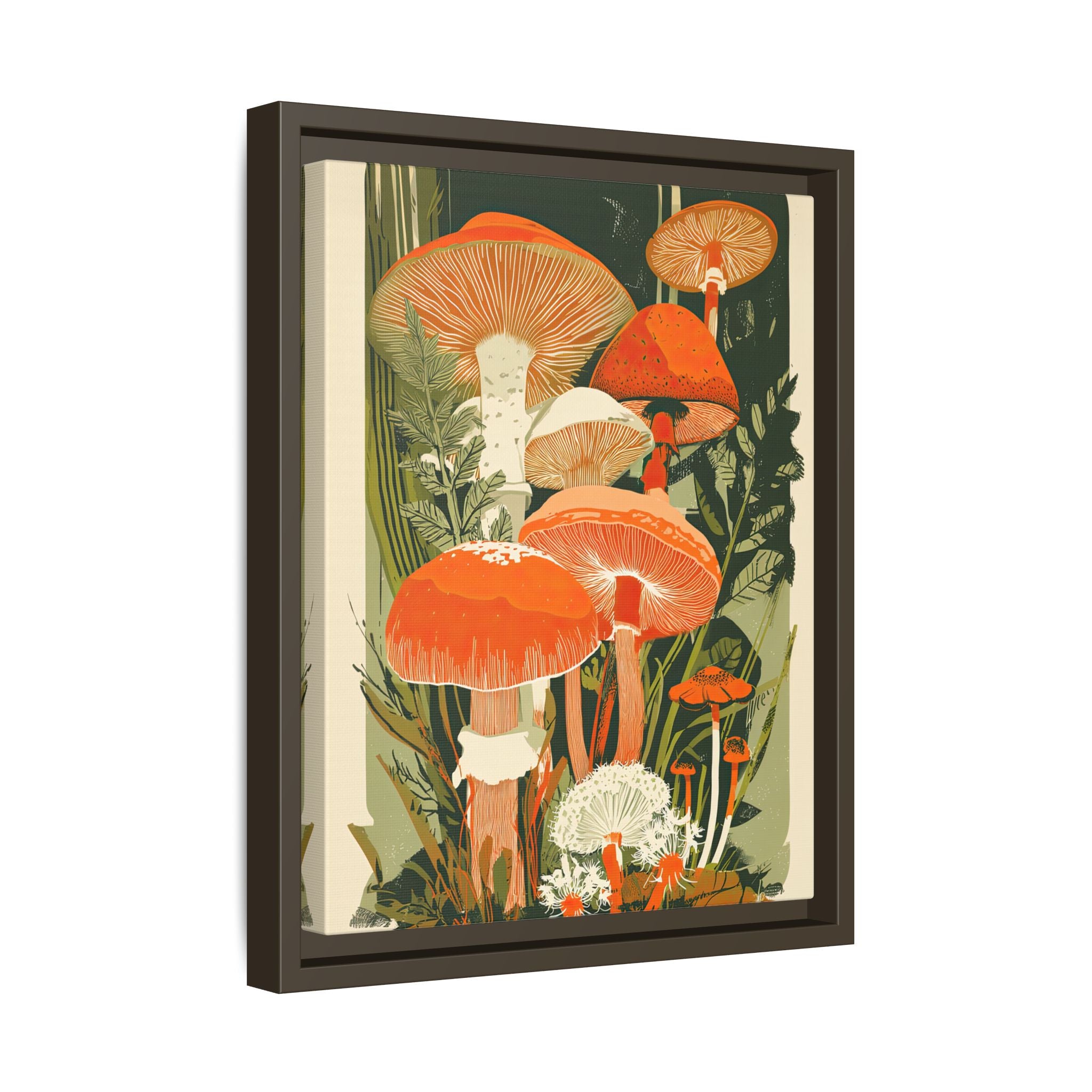 Framed Canvas - Groovy Woodland Mushrooms