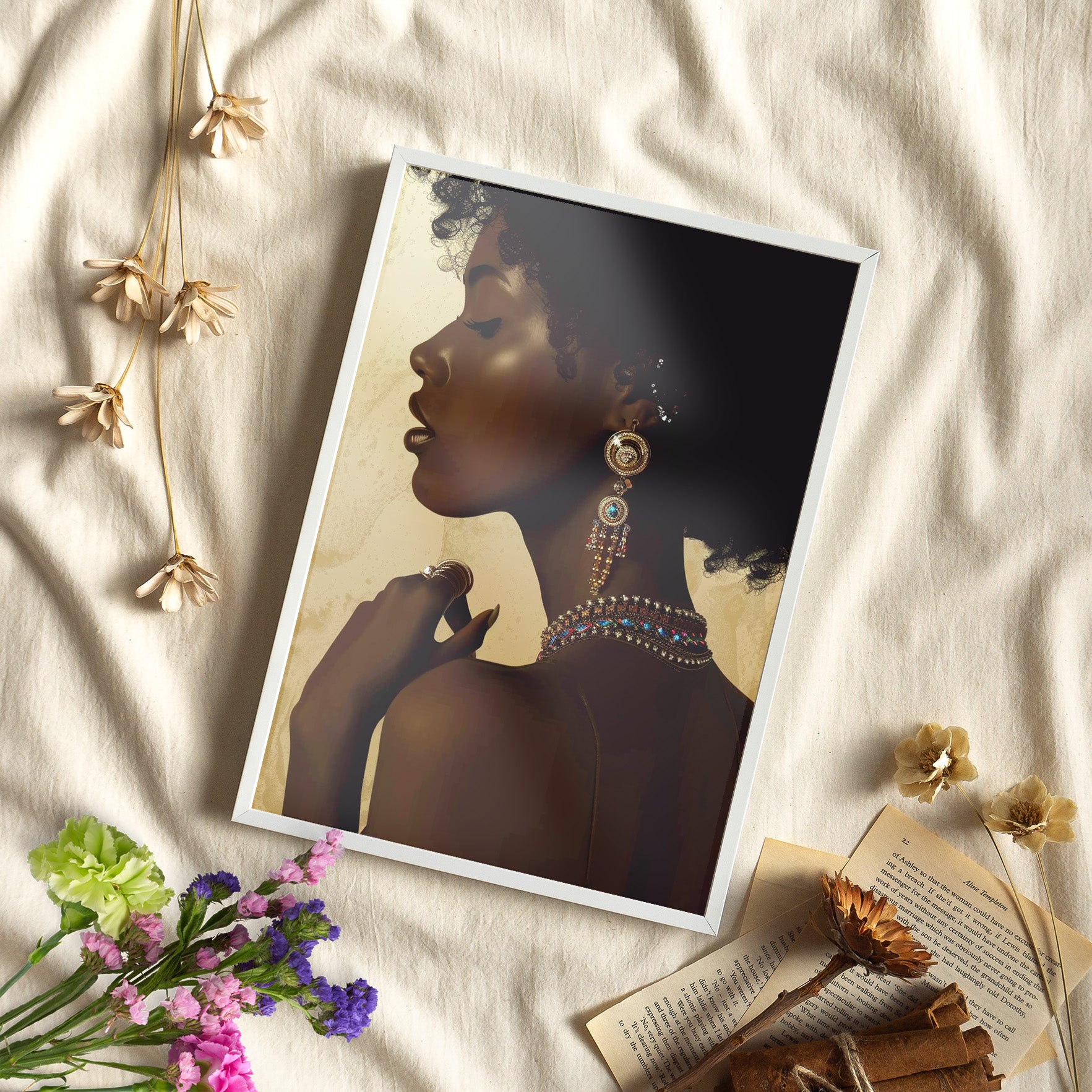 Framed Paper Print - Regal Jewel Toned Muse