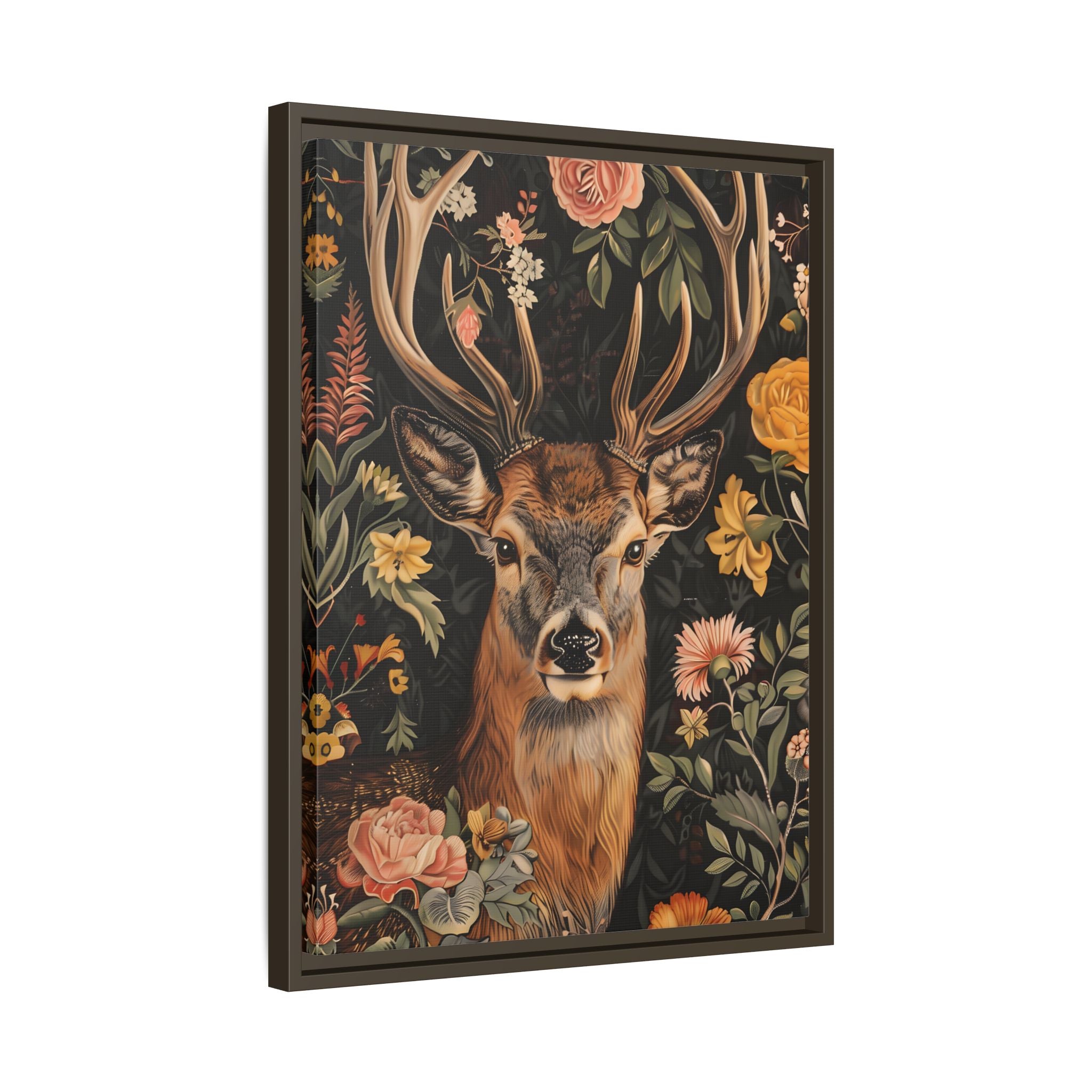 Framed Canvas - Floral Deer Majesty