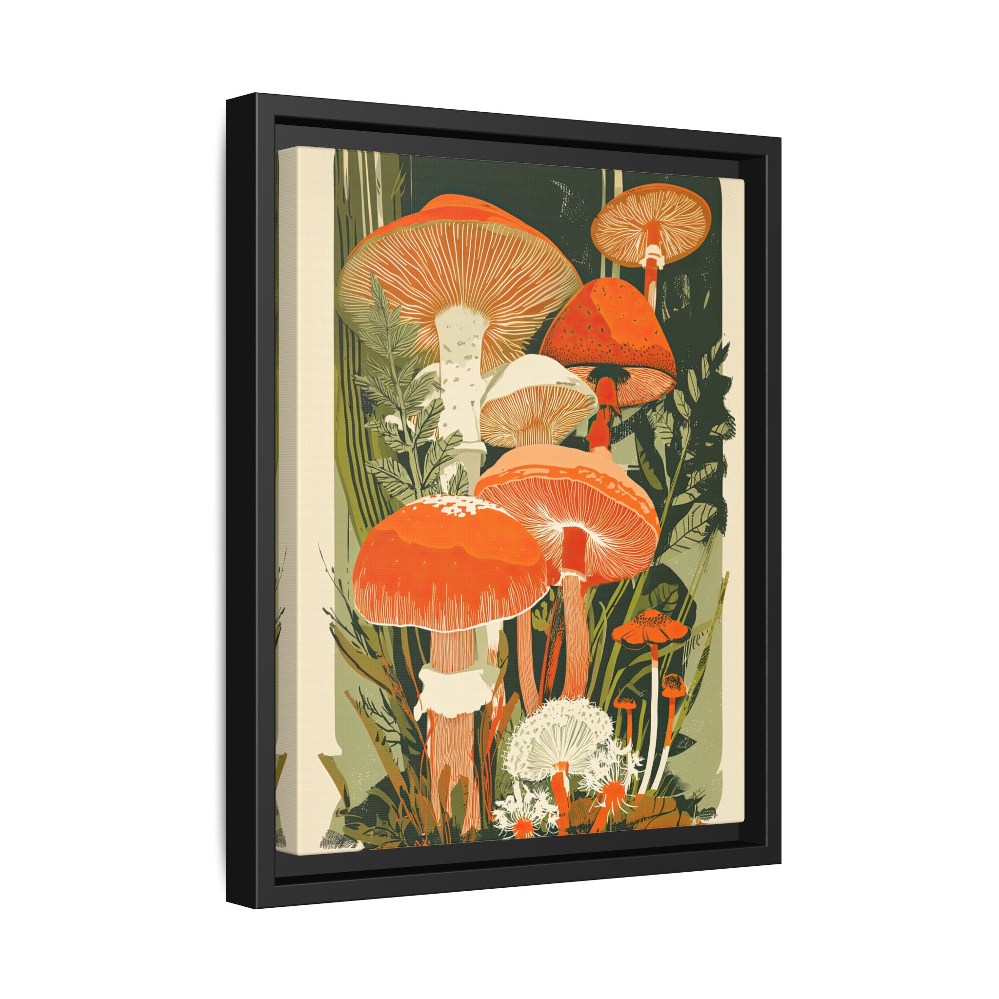 Framed Canvas - Groovy Woodland Mushrooms