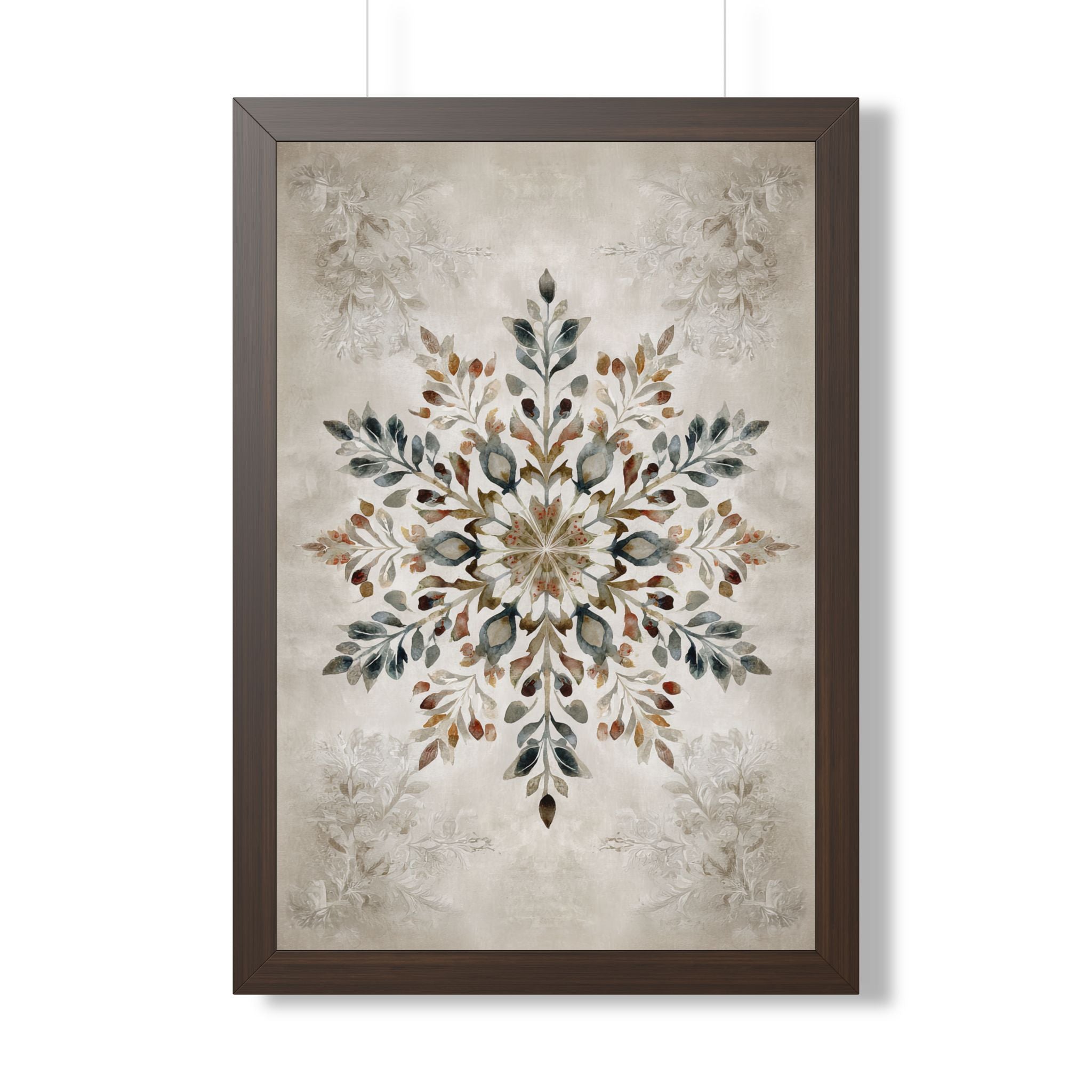 Framed Paper Print - Nordic Botanical Snowflake