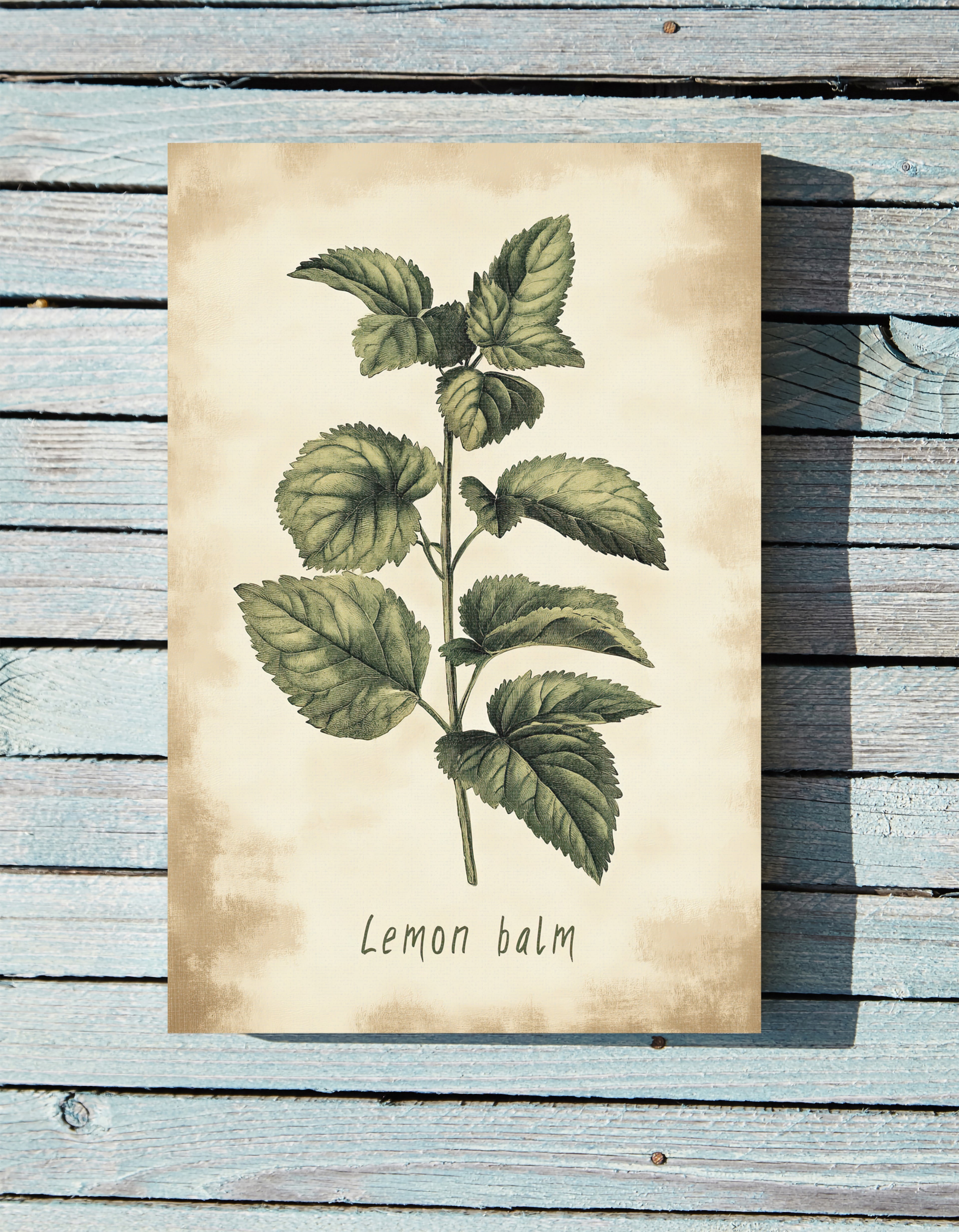 .75" Matte Canvas - Botanical Lemon Balm Study