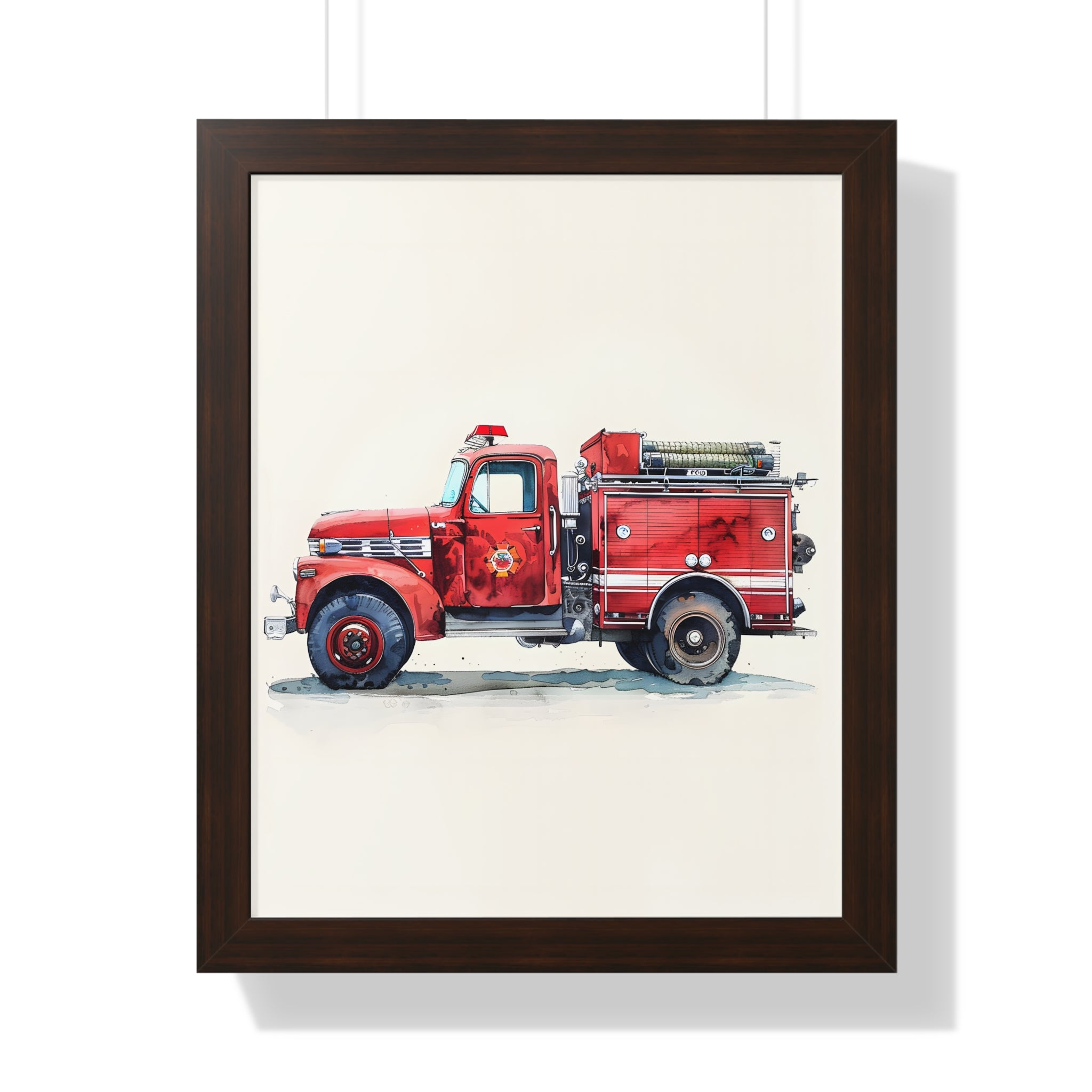 Framed Paper Print - Vintage Firetruck Nursery