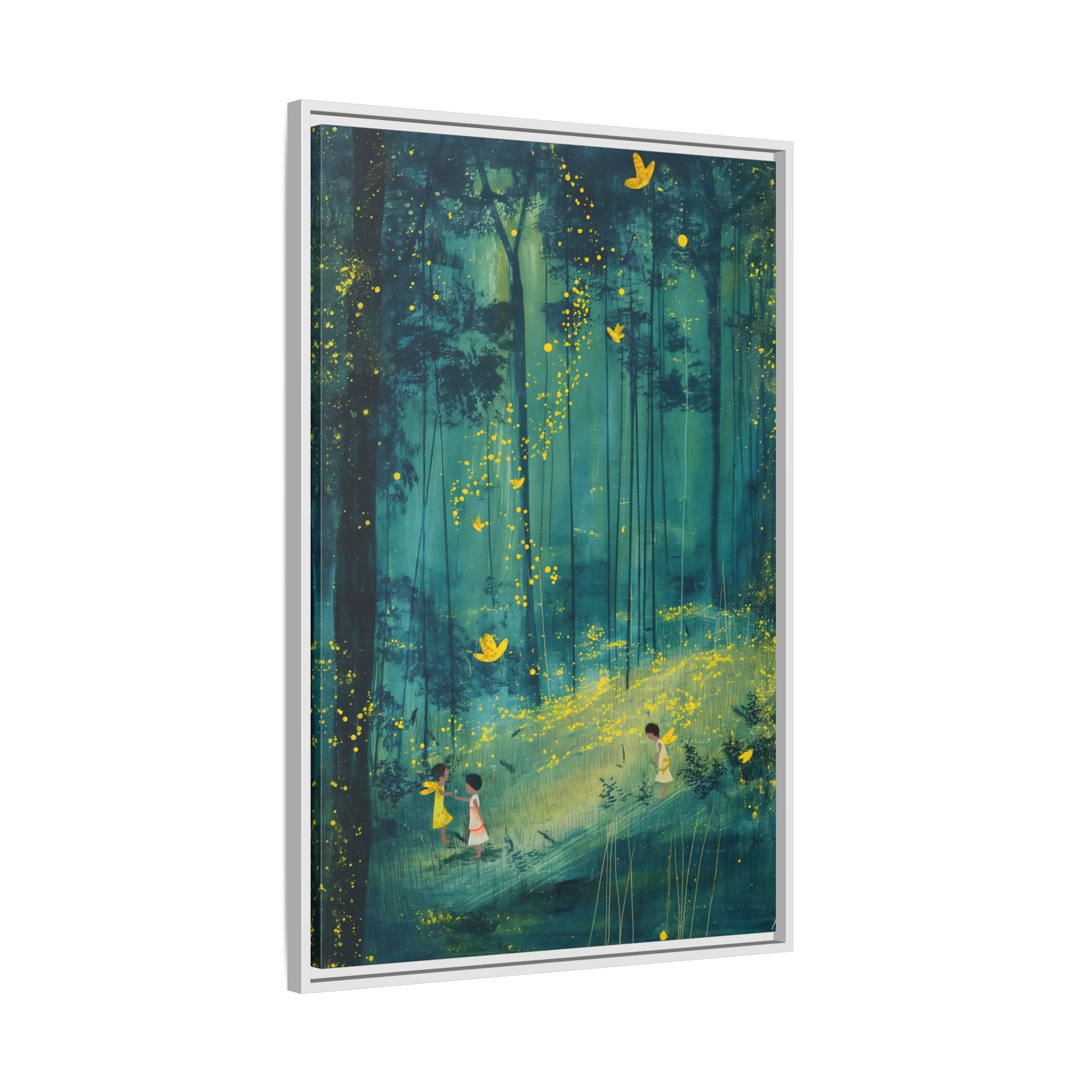 Framed Canvas - Enchanted Firefly Forest