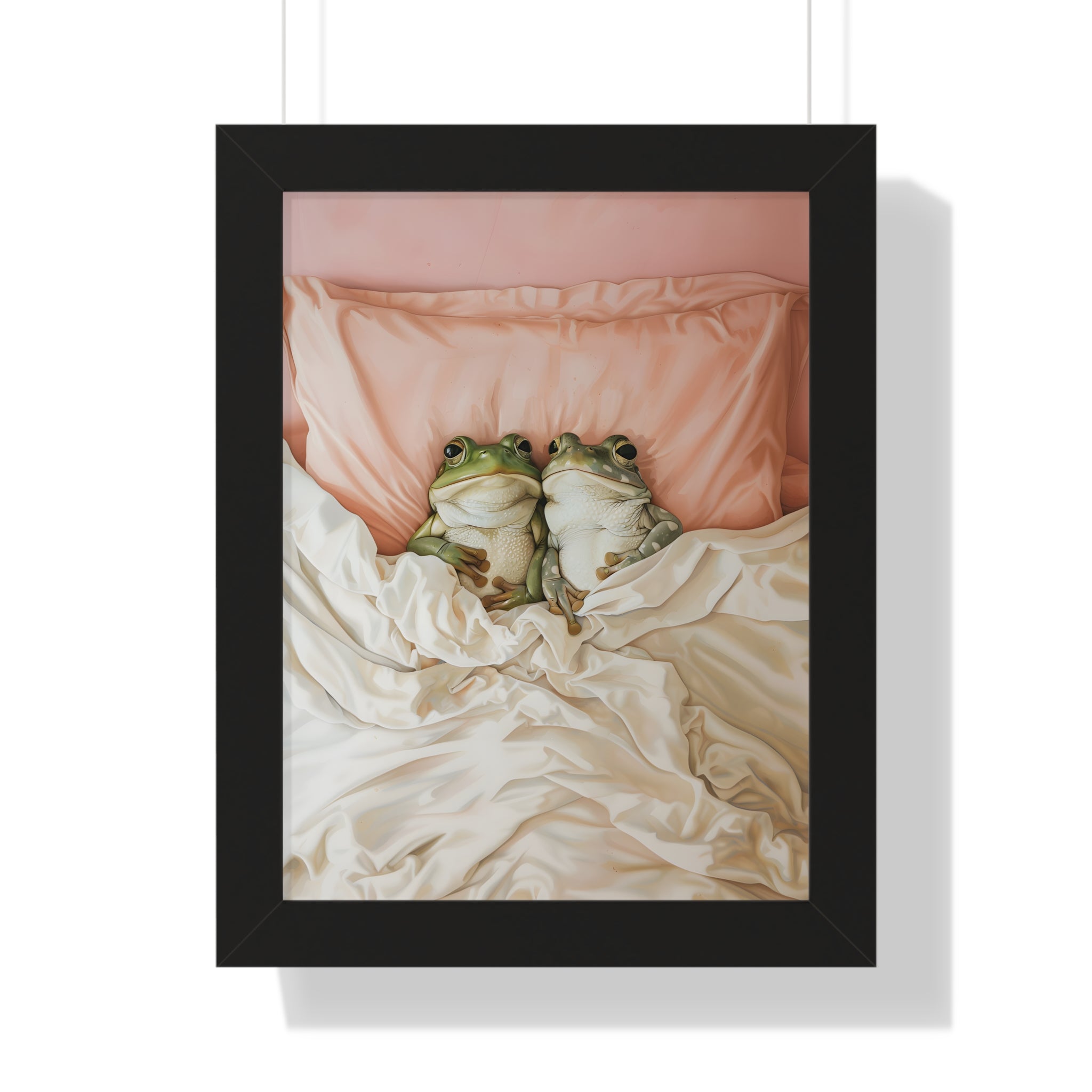 Framed Paper Print - Cozy Frogs Romantic Bliss