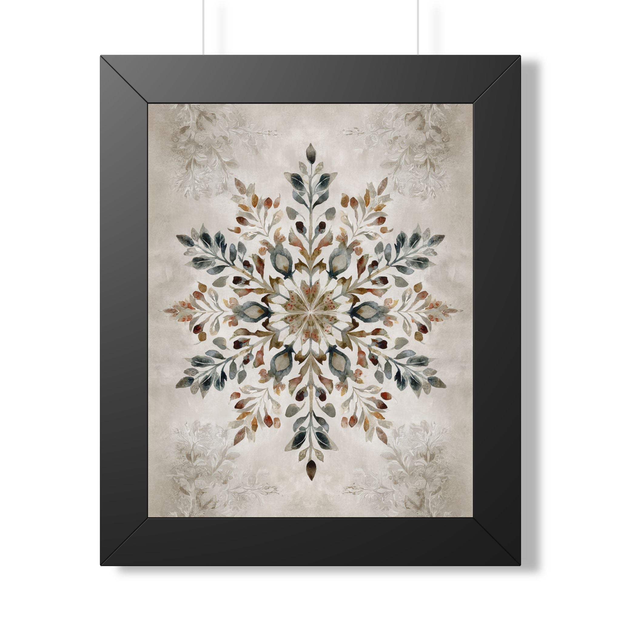 Framed Paper Print - Nordic Botanical Snowflake